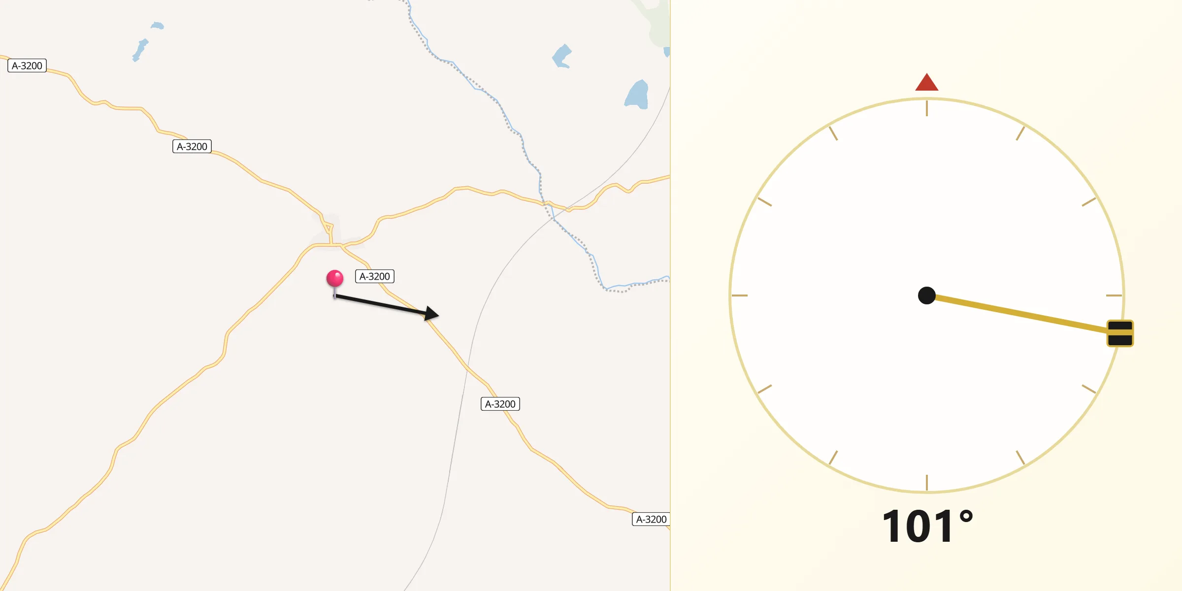 Dirección de la Qibla desde Conquista