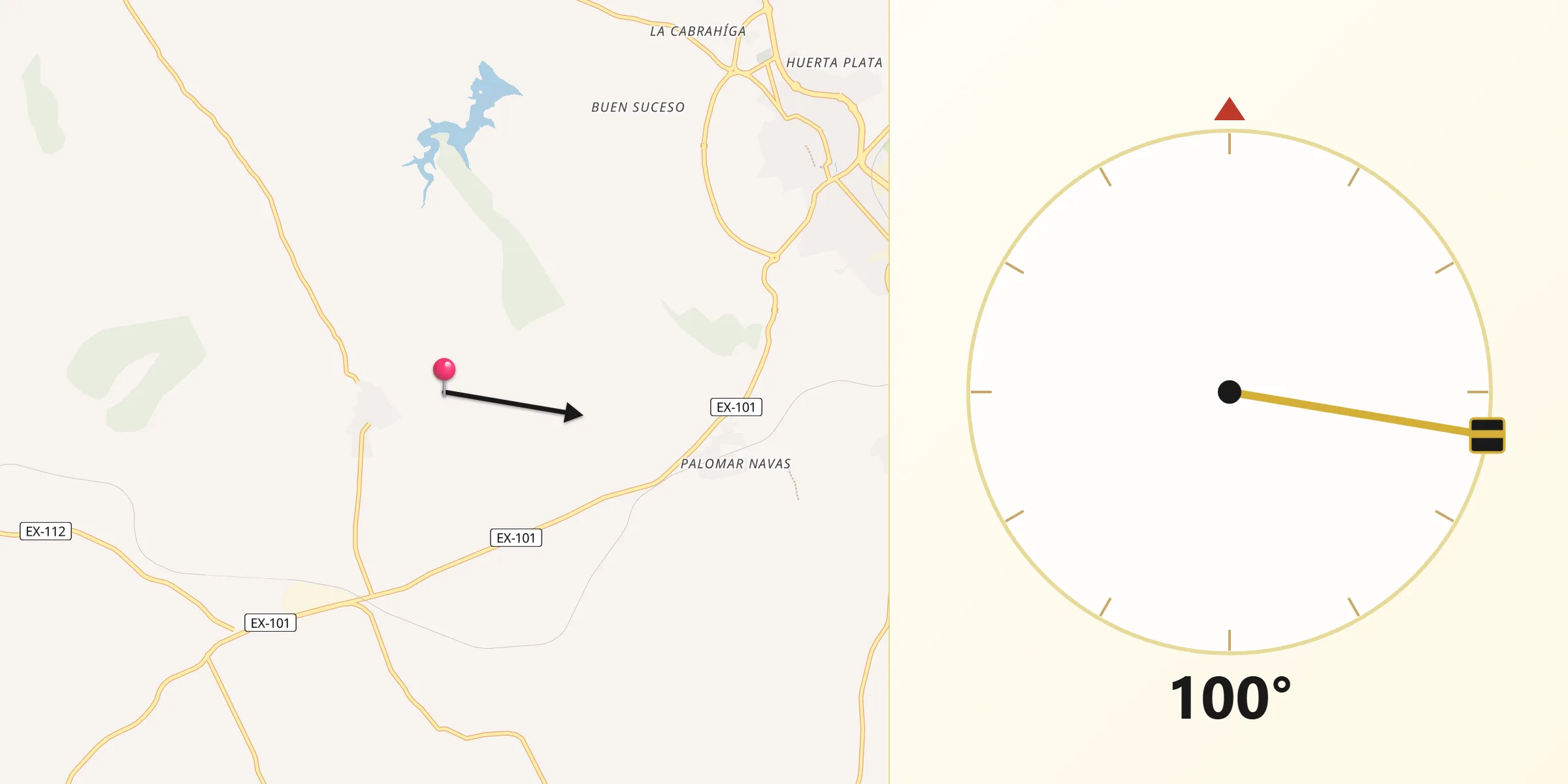 Dirección de la Qibla desde Alconera
