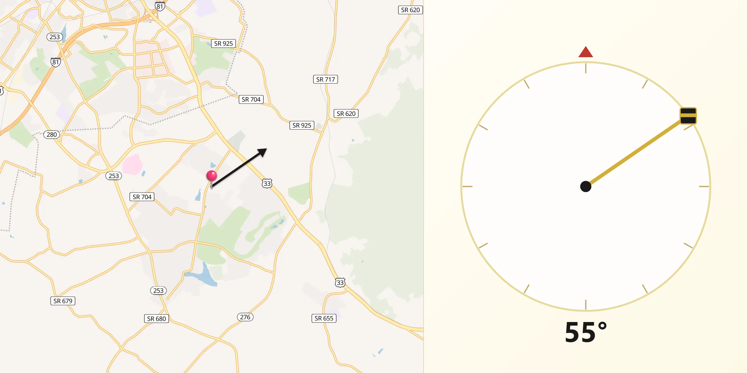 Qibla Direction from Massanetta Springs