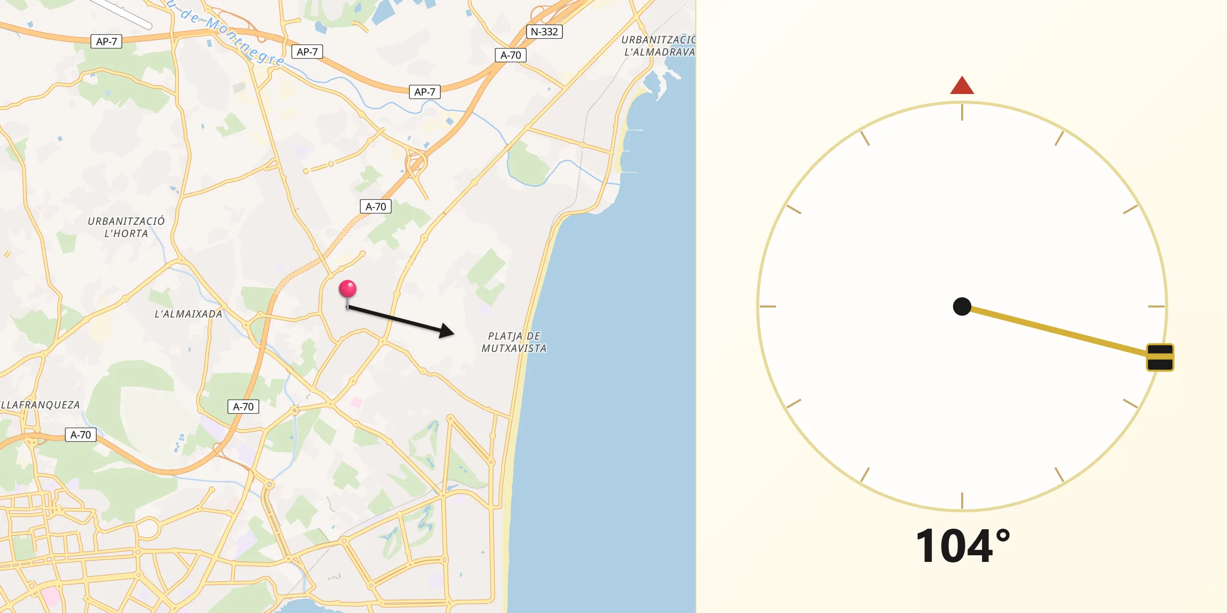 Dirección de la Qibla desde San Juan de Alicante