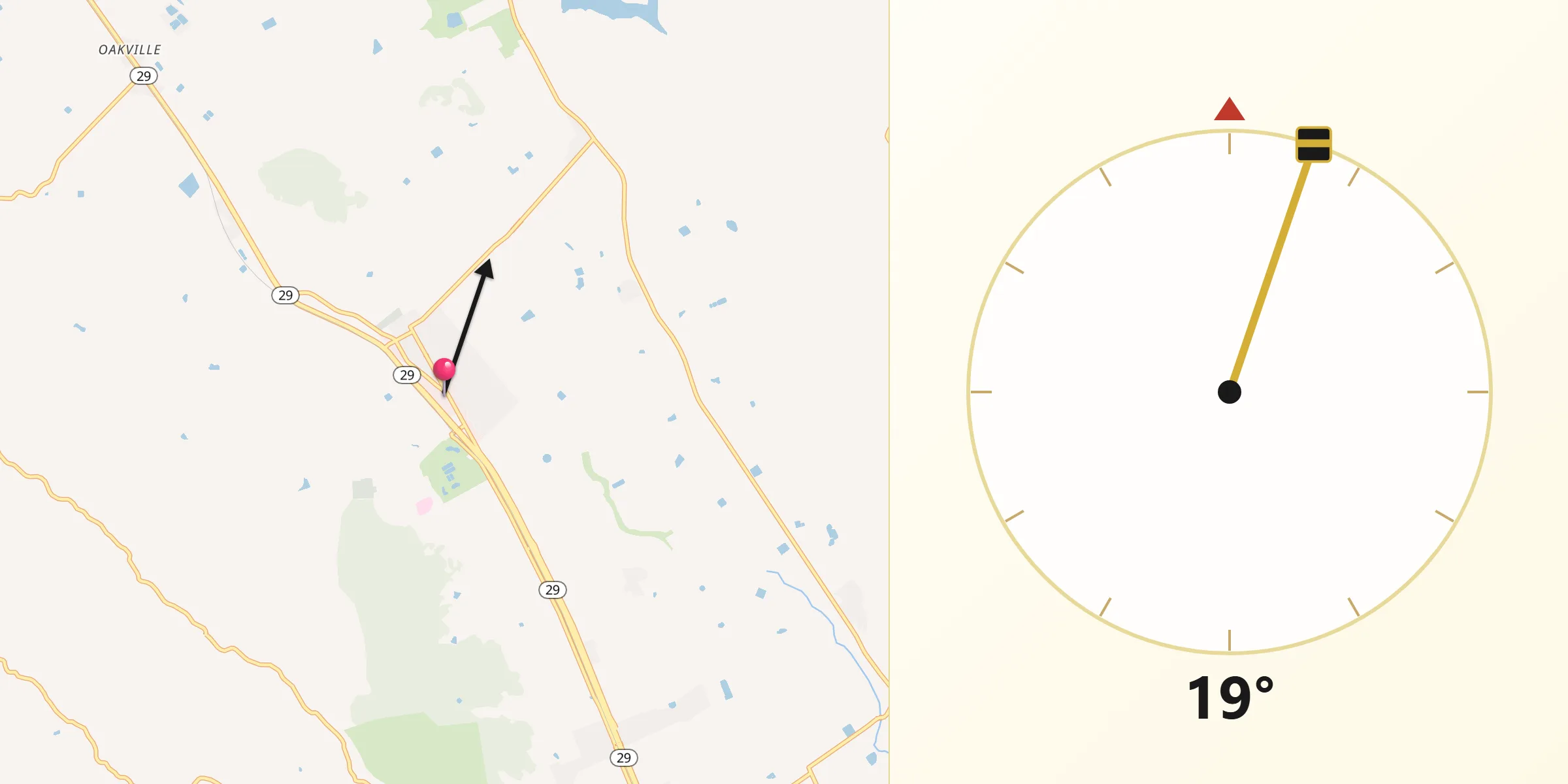Qibla Direction from Yountville