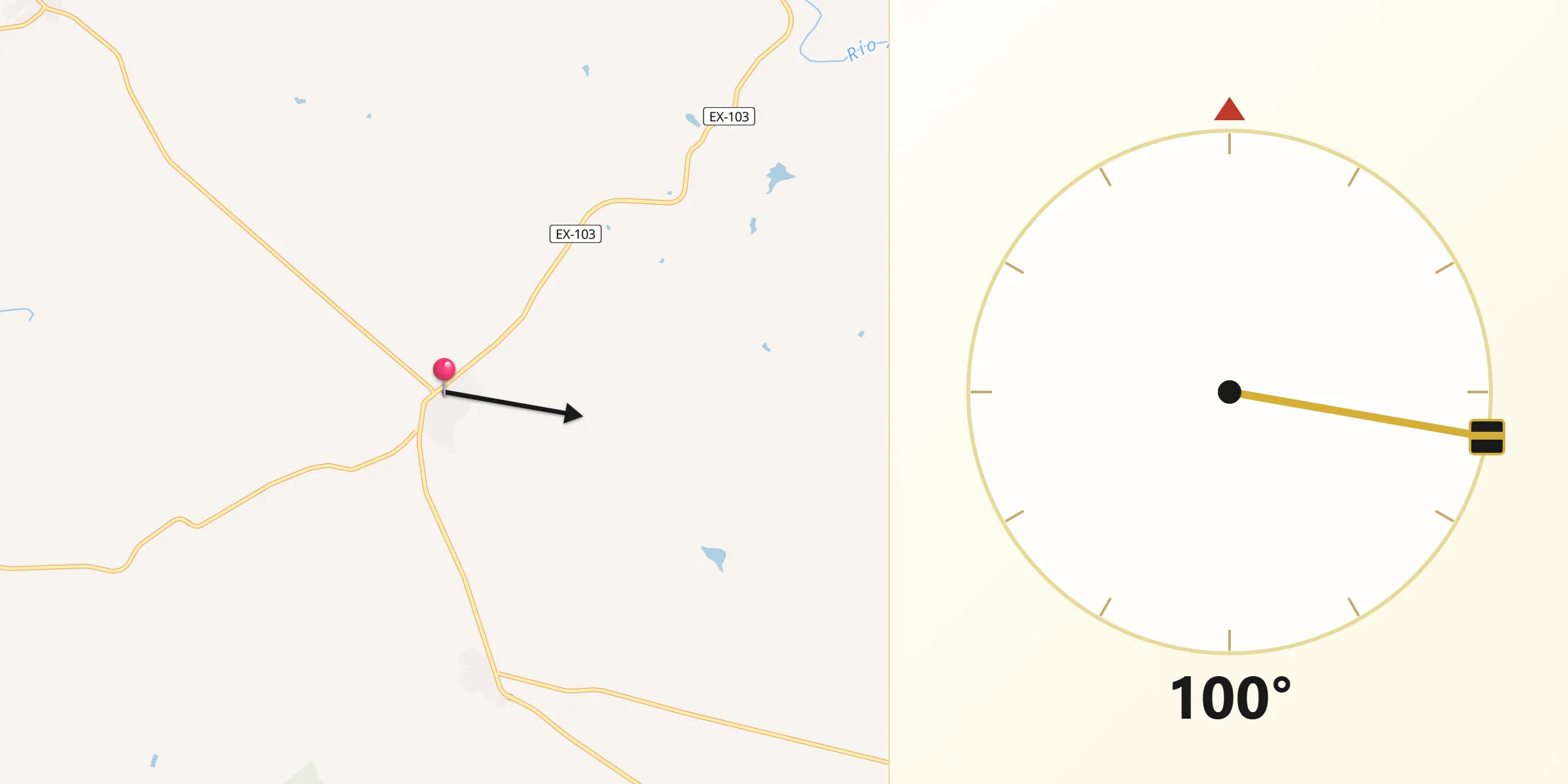 Dirección de la Qibla desde Valencia de las Torres