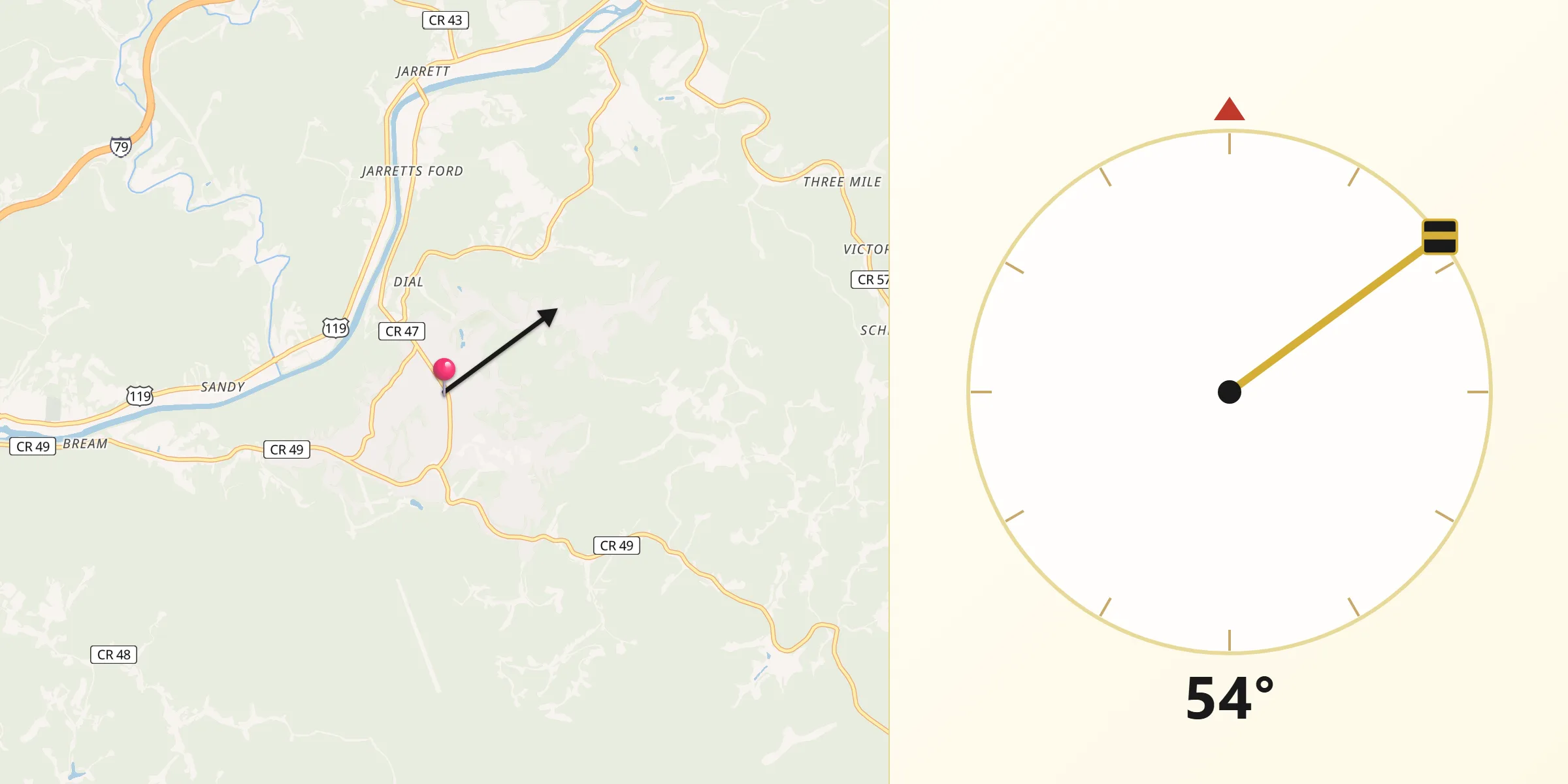 Qibla Direction from Pinch
