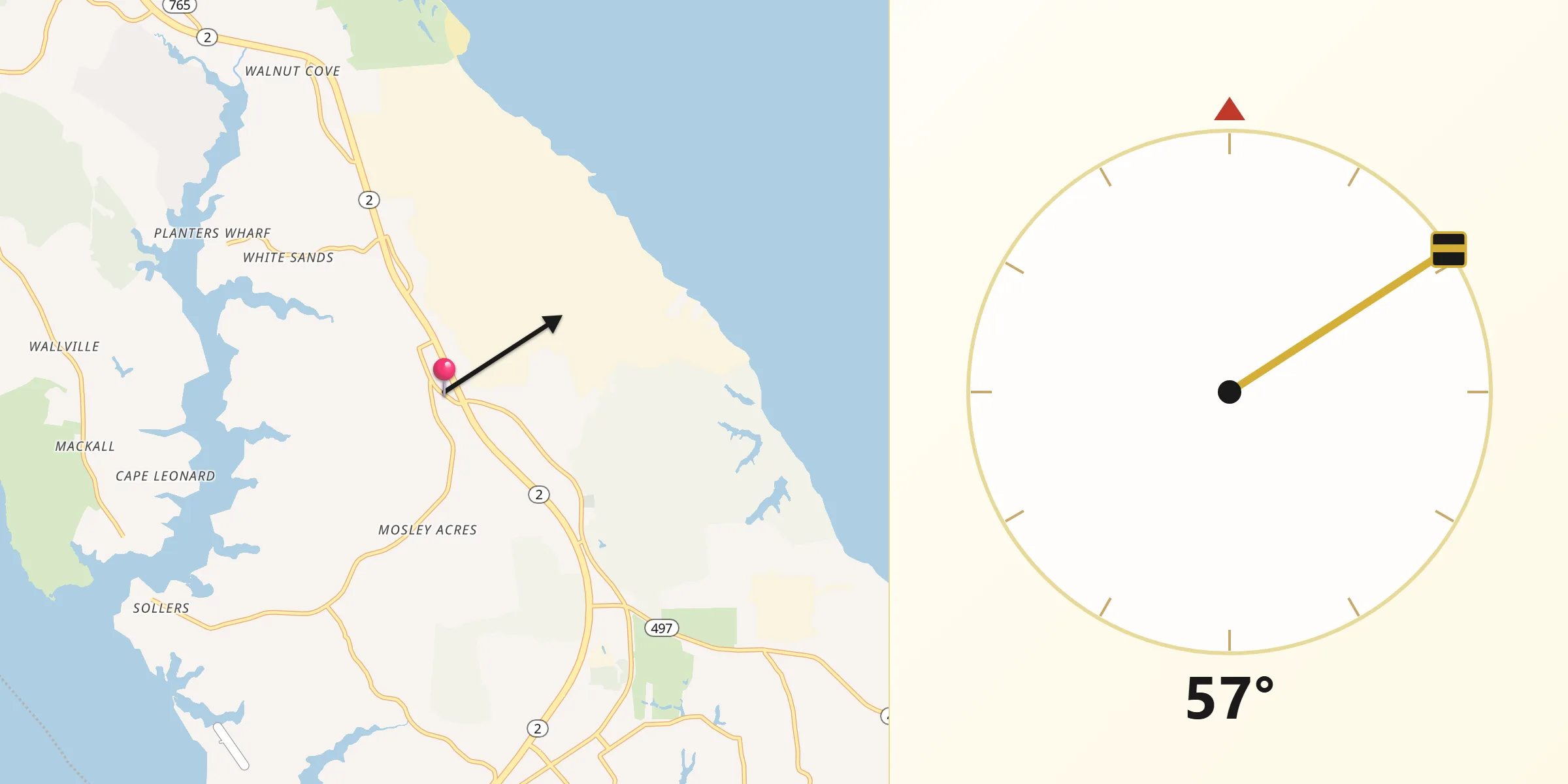 Qibla Direction from Lusby