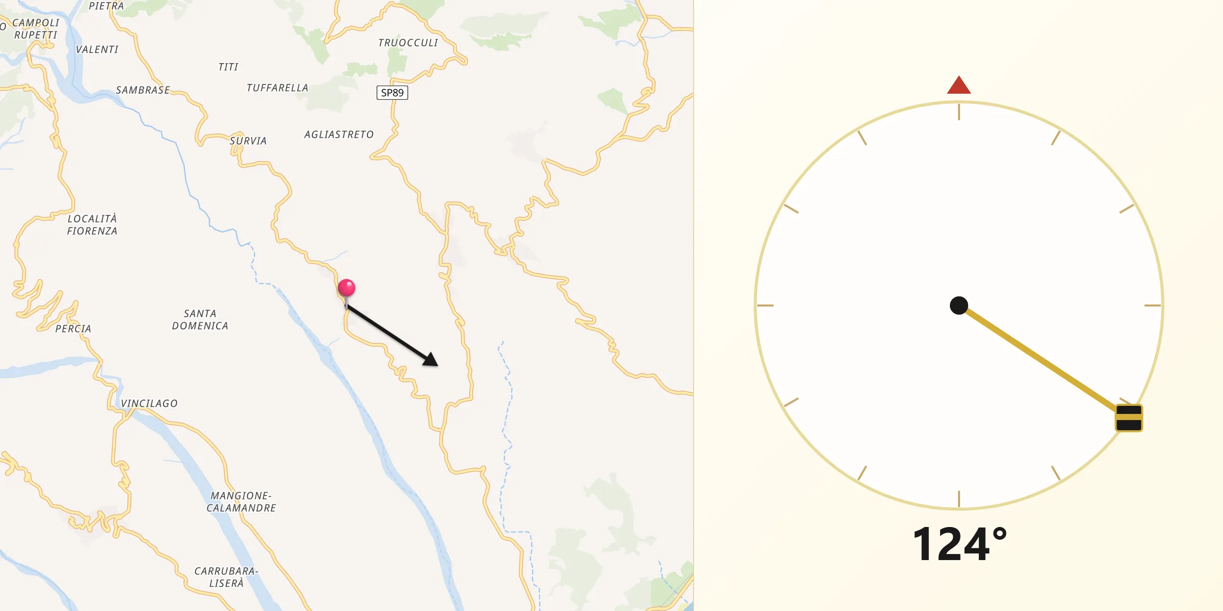Direzione della Qibla da Placanica