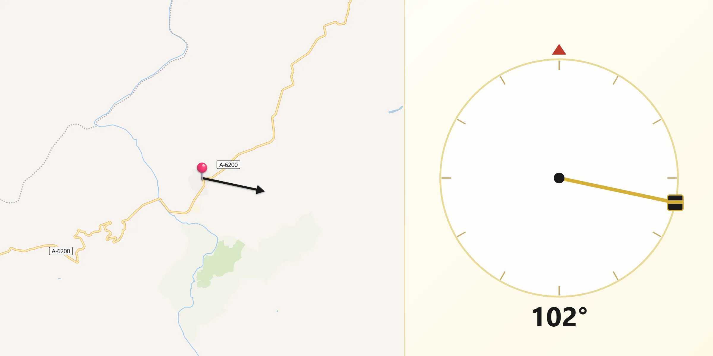Dirección de la Qibla desde Aldeaquemada