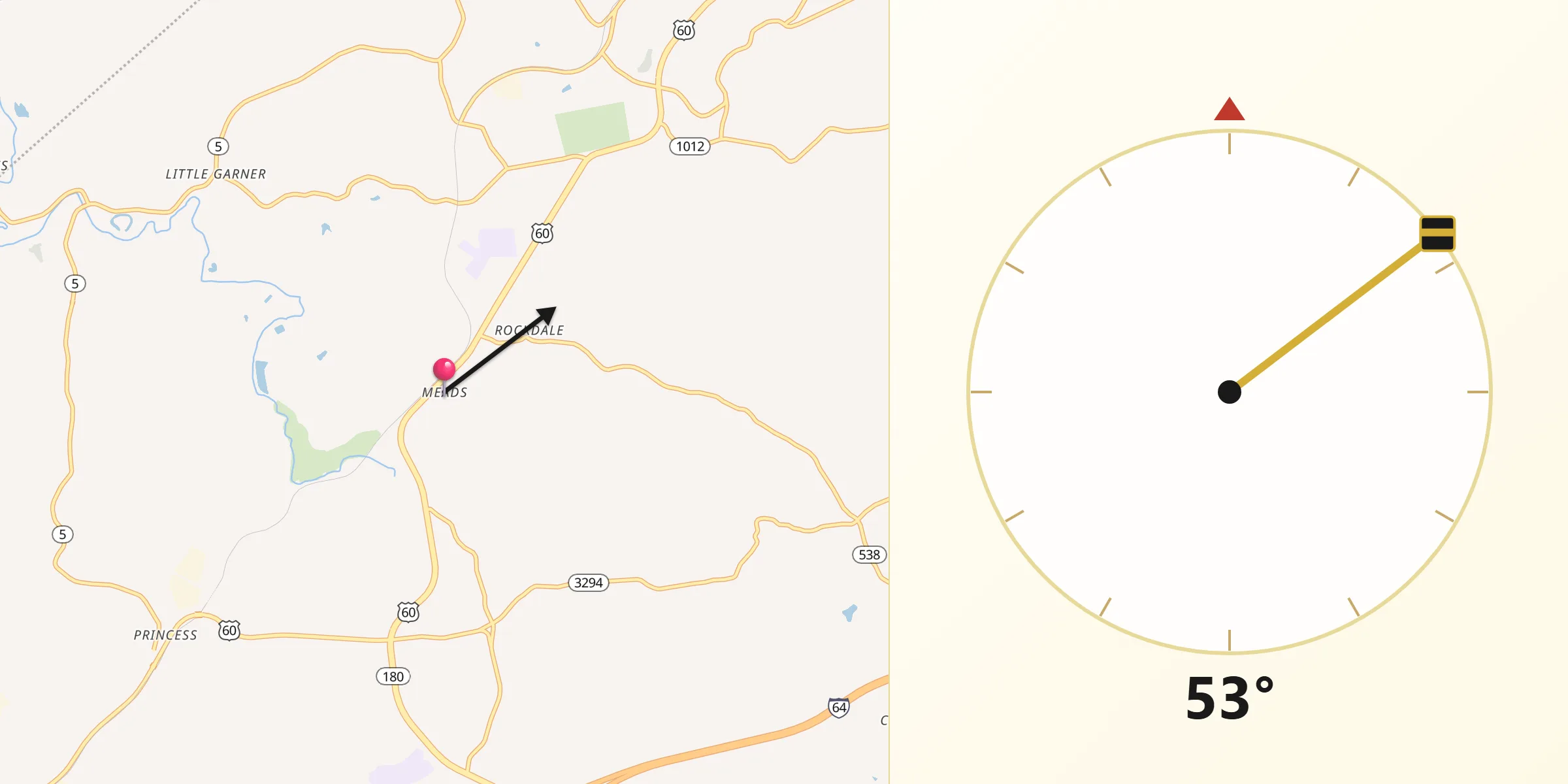Direzione della Qibla da Meads