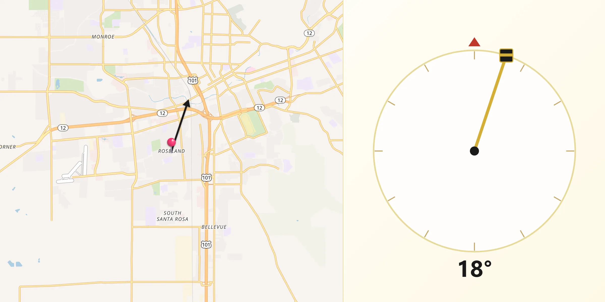 Qibla Direction from Roseland