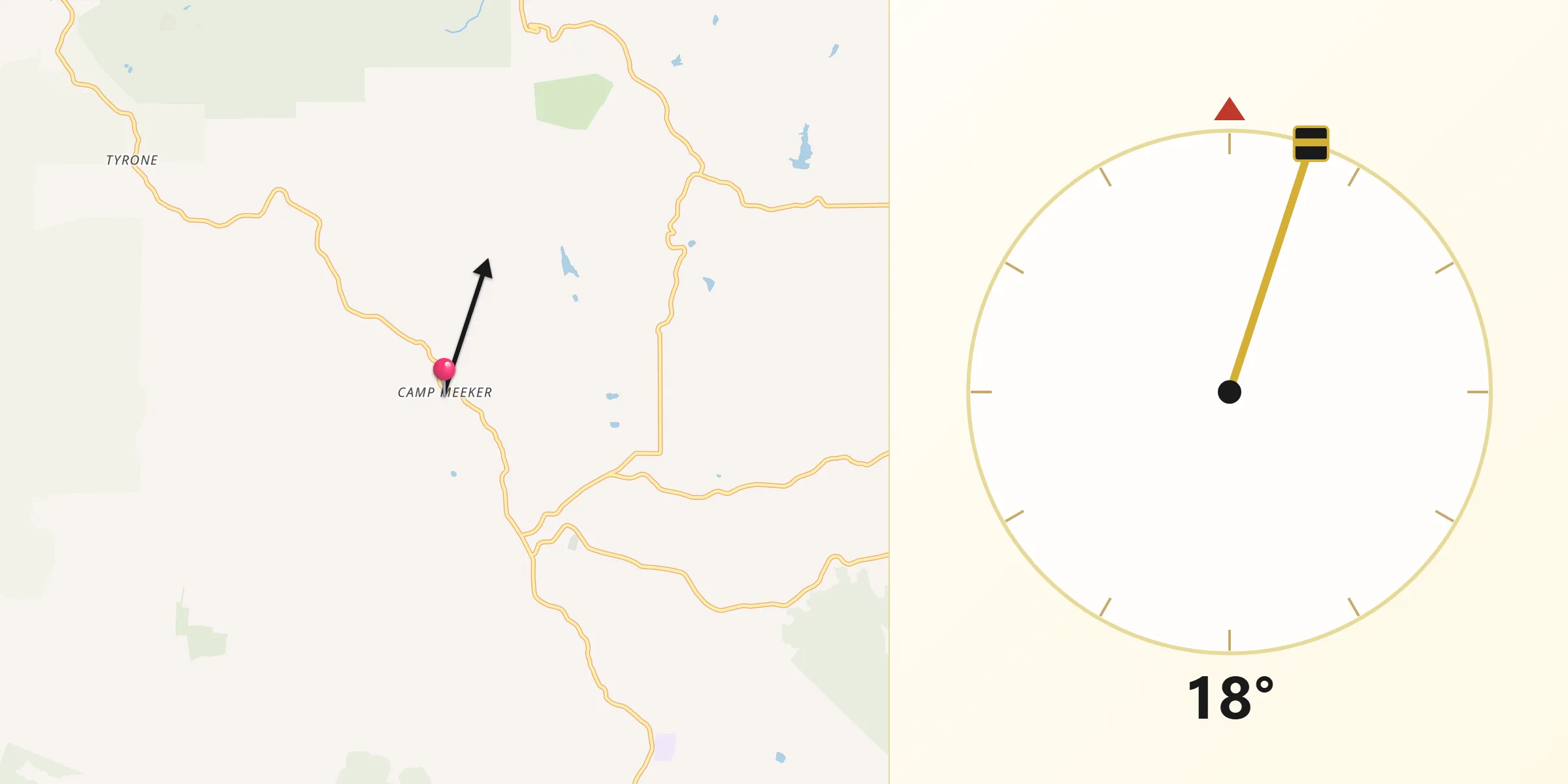 Qibla Direction from Camp Meeker