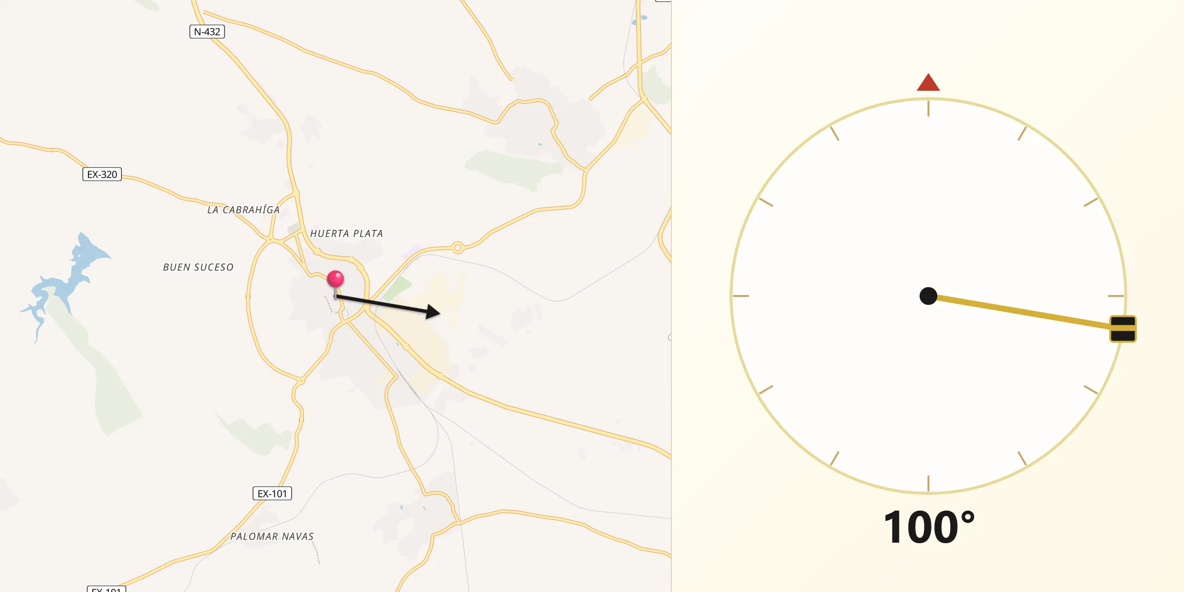 Dirección de la Qibla desde Zafra
