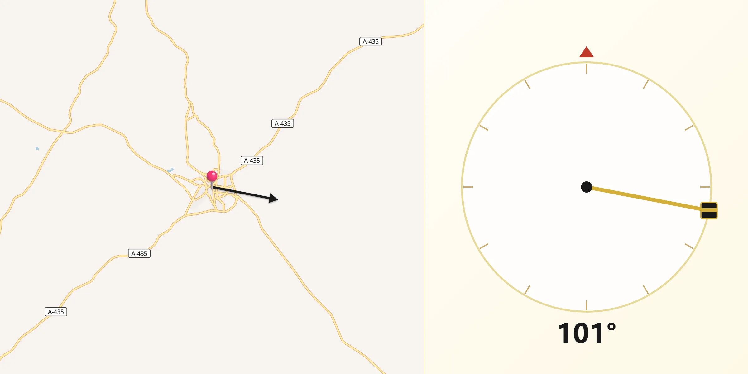 Dirección de la Qibla desde Pedroche