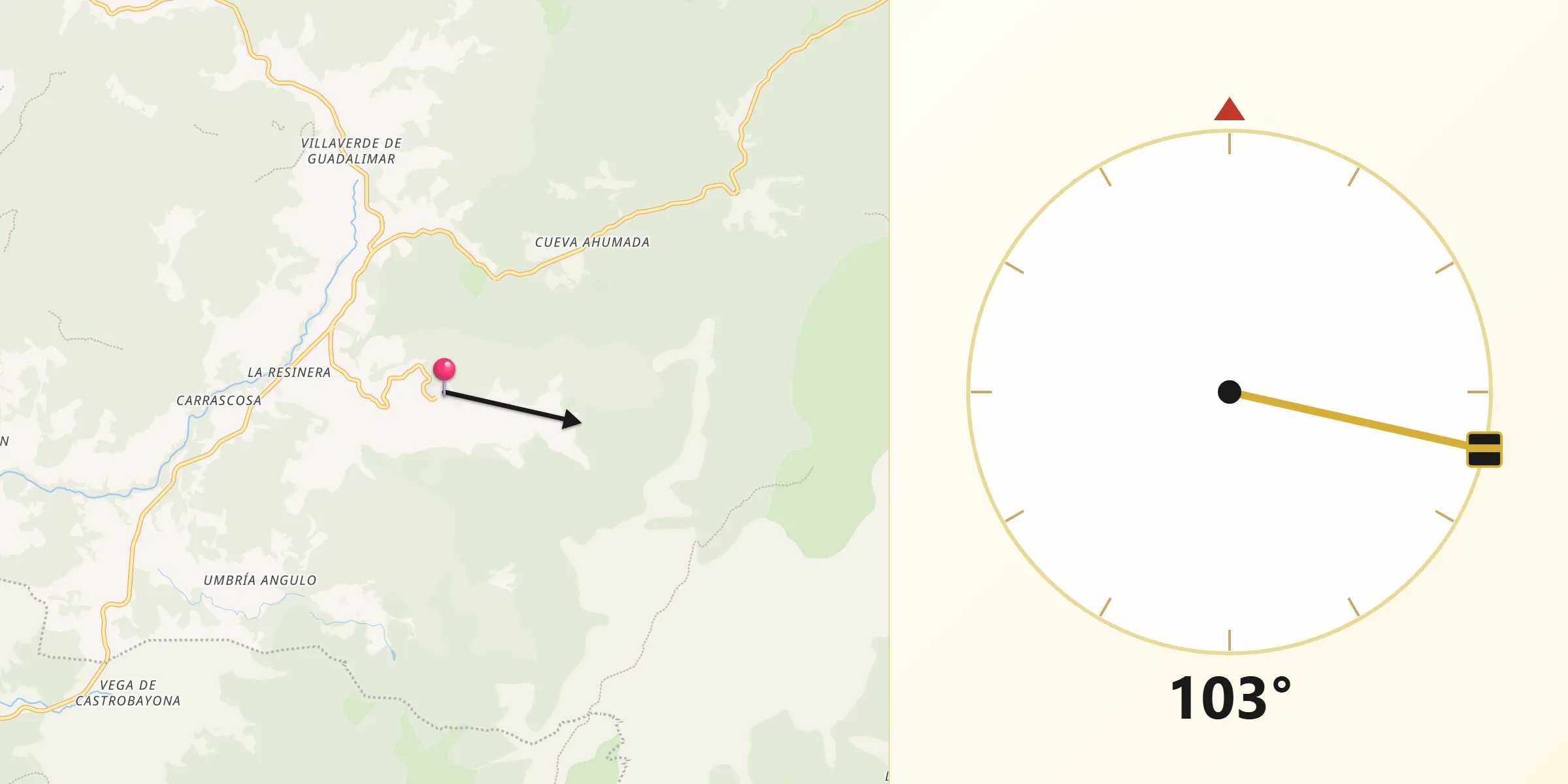 Dirección de la Qibla desde Cotillas