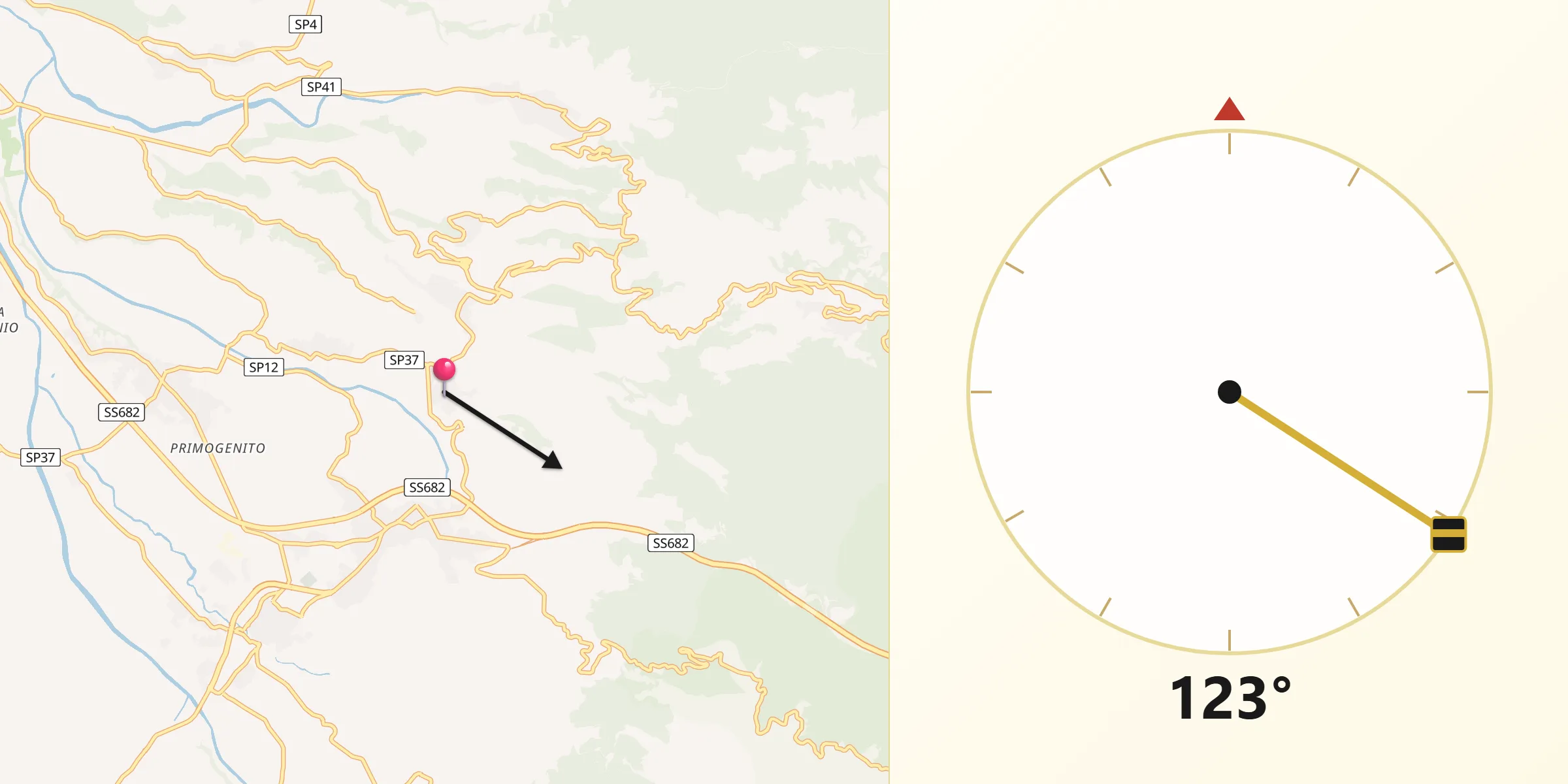 Direzione della Qibla da Anoia Superiore