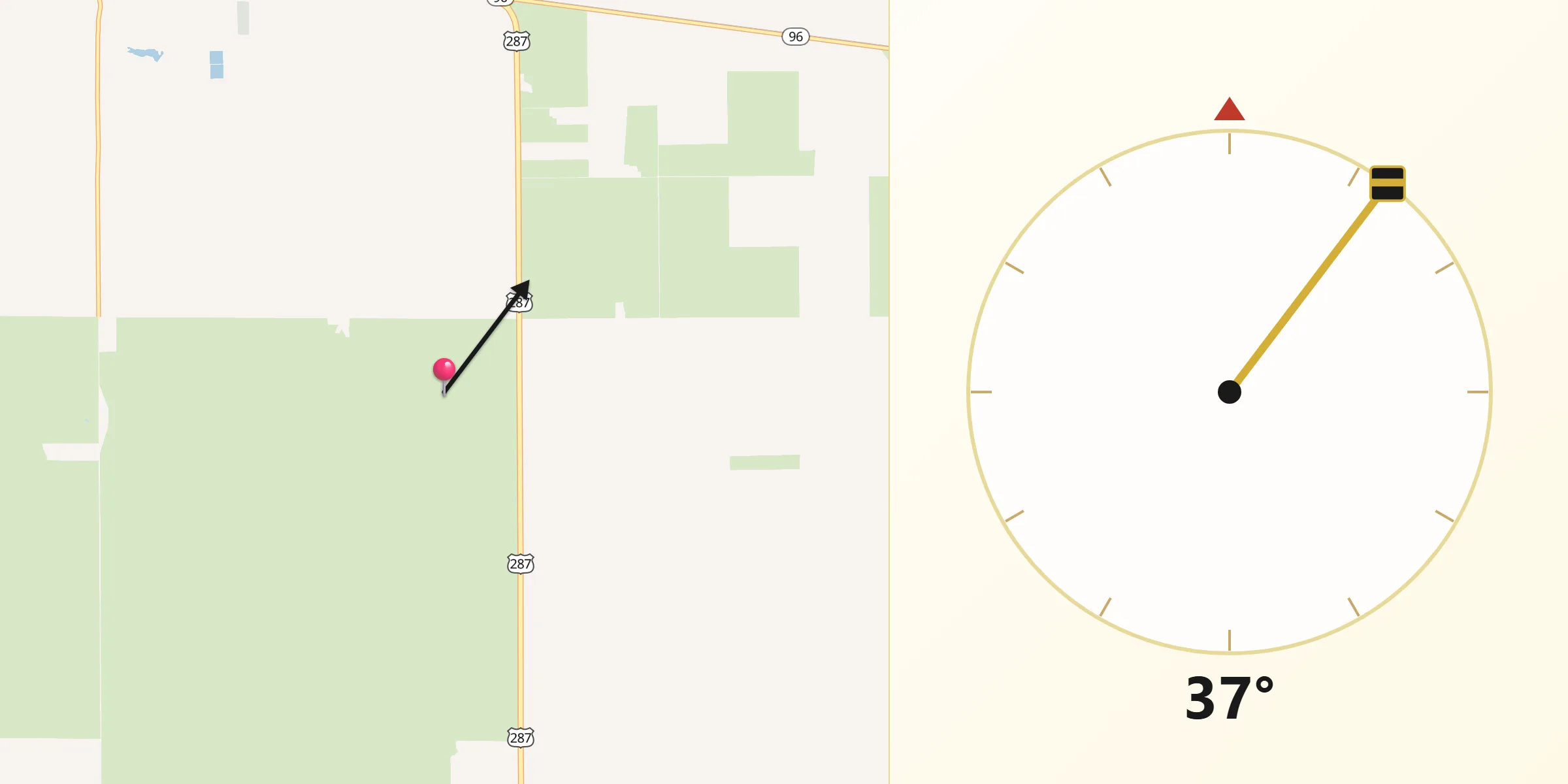 Qibla Direction from Kiowa County