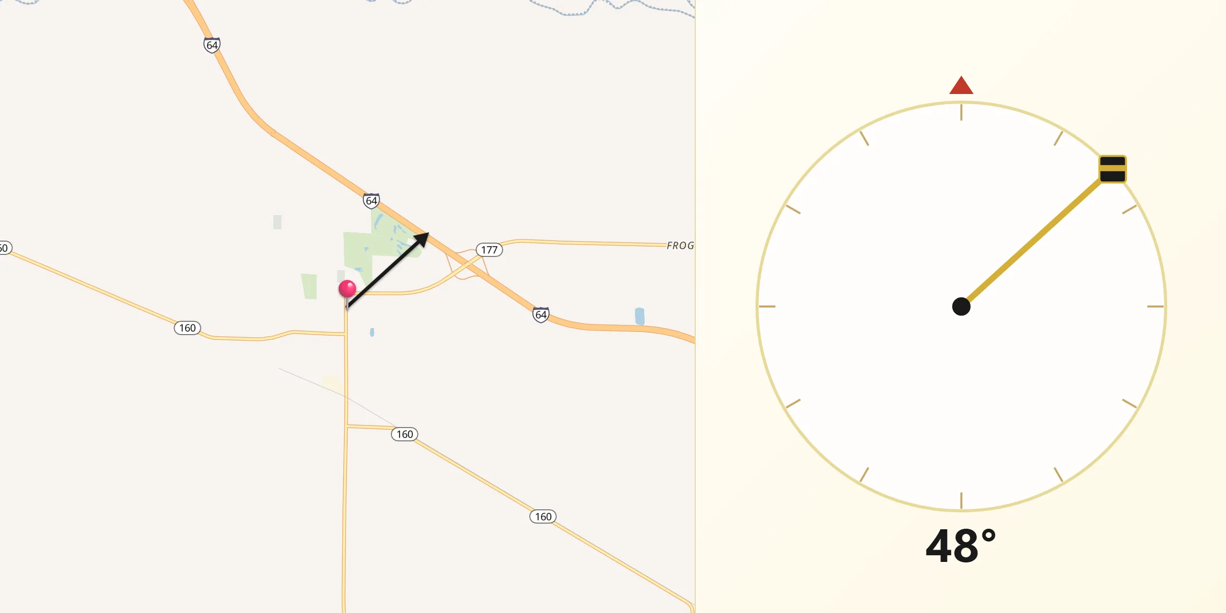 Qibla Direction from Okawville