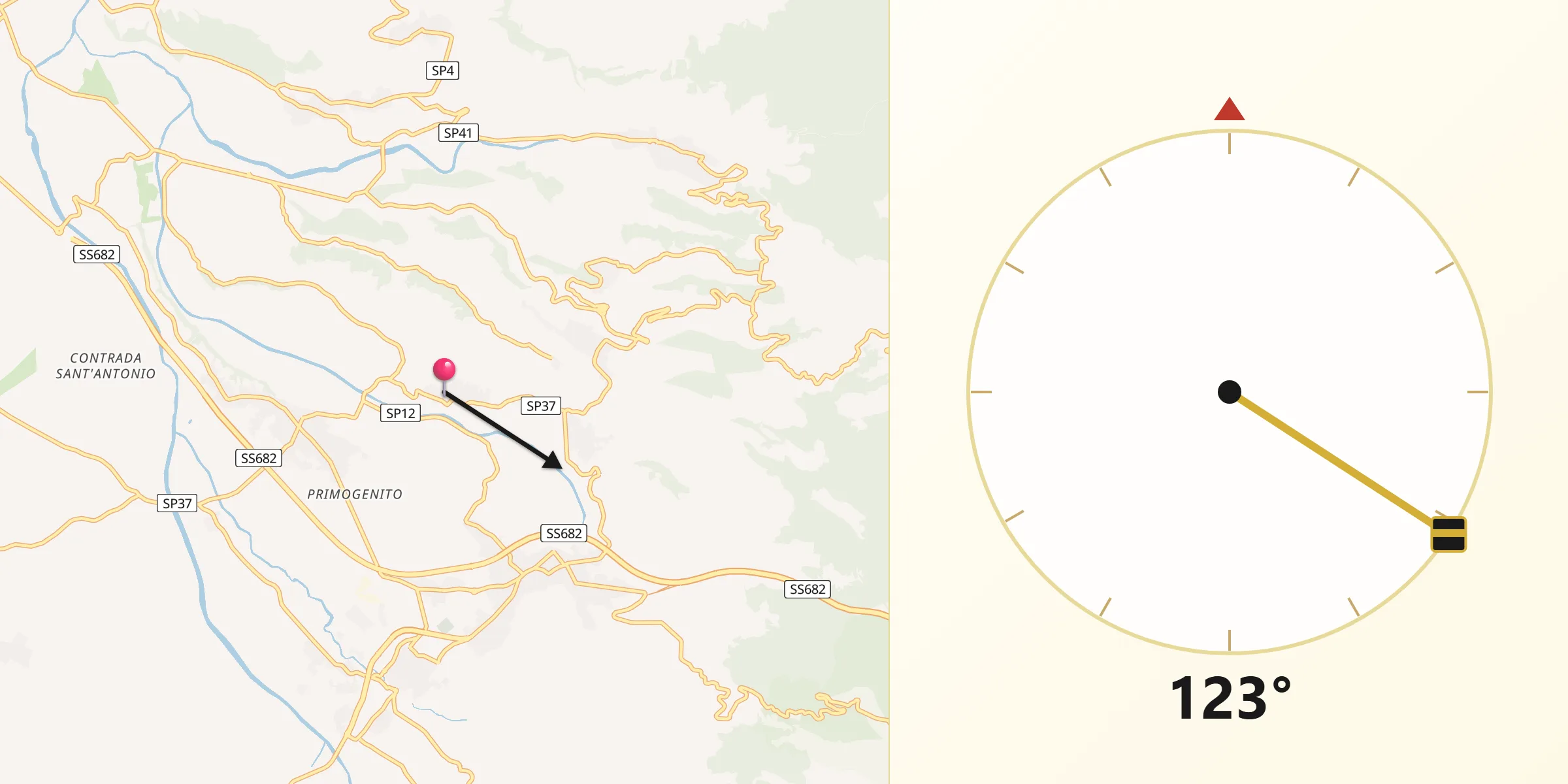 Direzione della Qibla da Anoia Inferiore