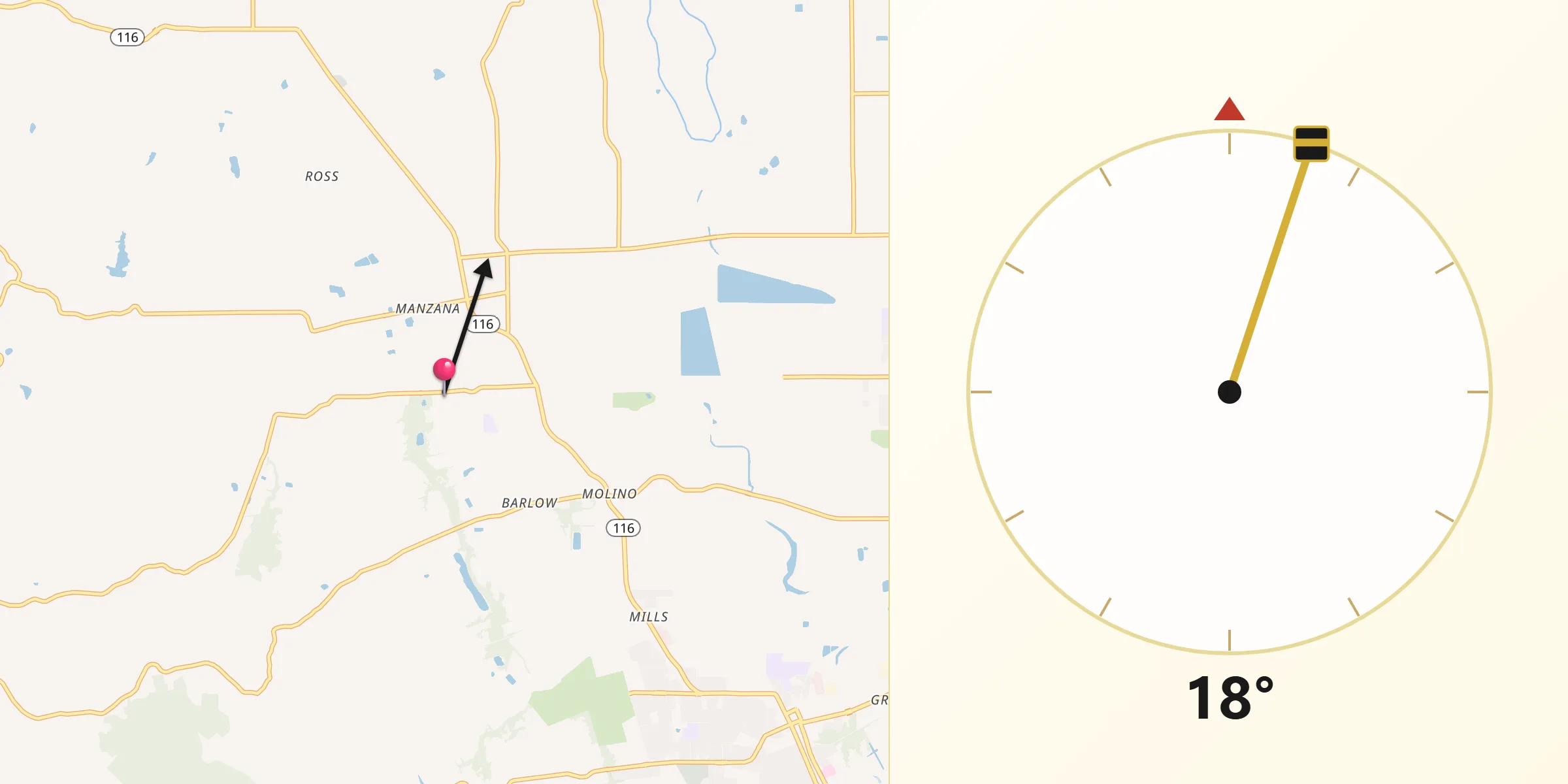 Qibla Direction from Graton
