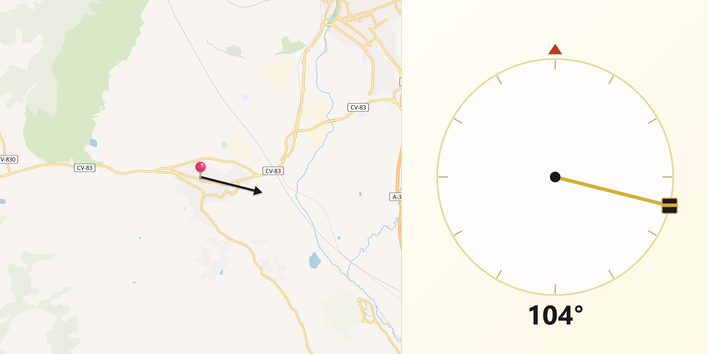Dirección de la Qibla desde Monóvar