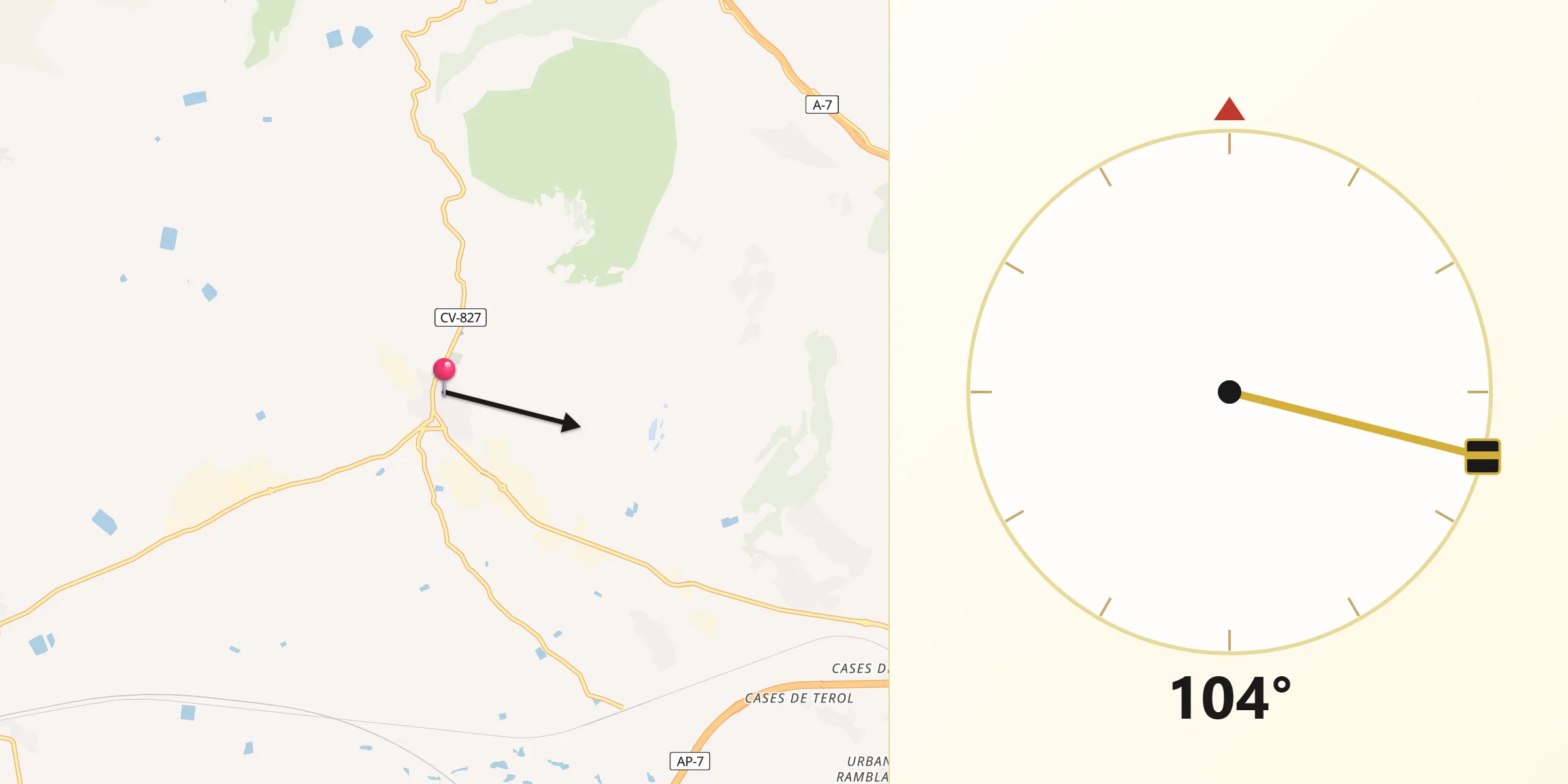 Dirección de la Qibla desde Agost