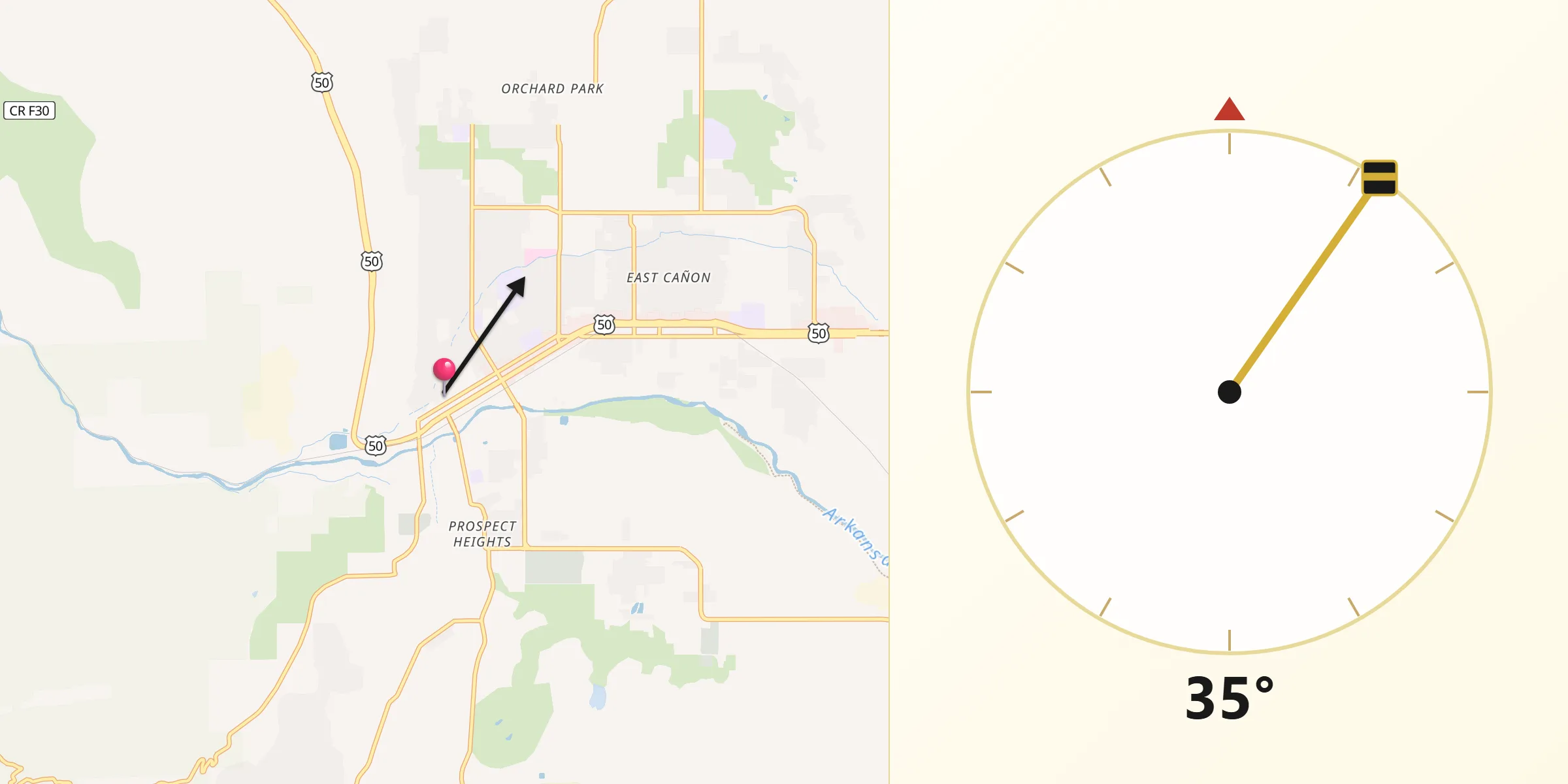 Qibla Direction from Cañon City
