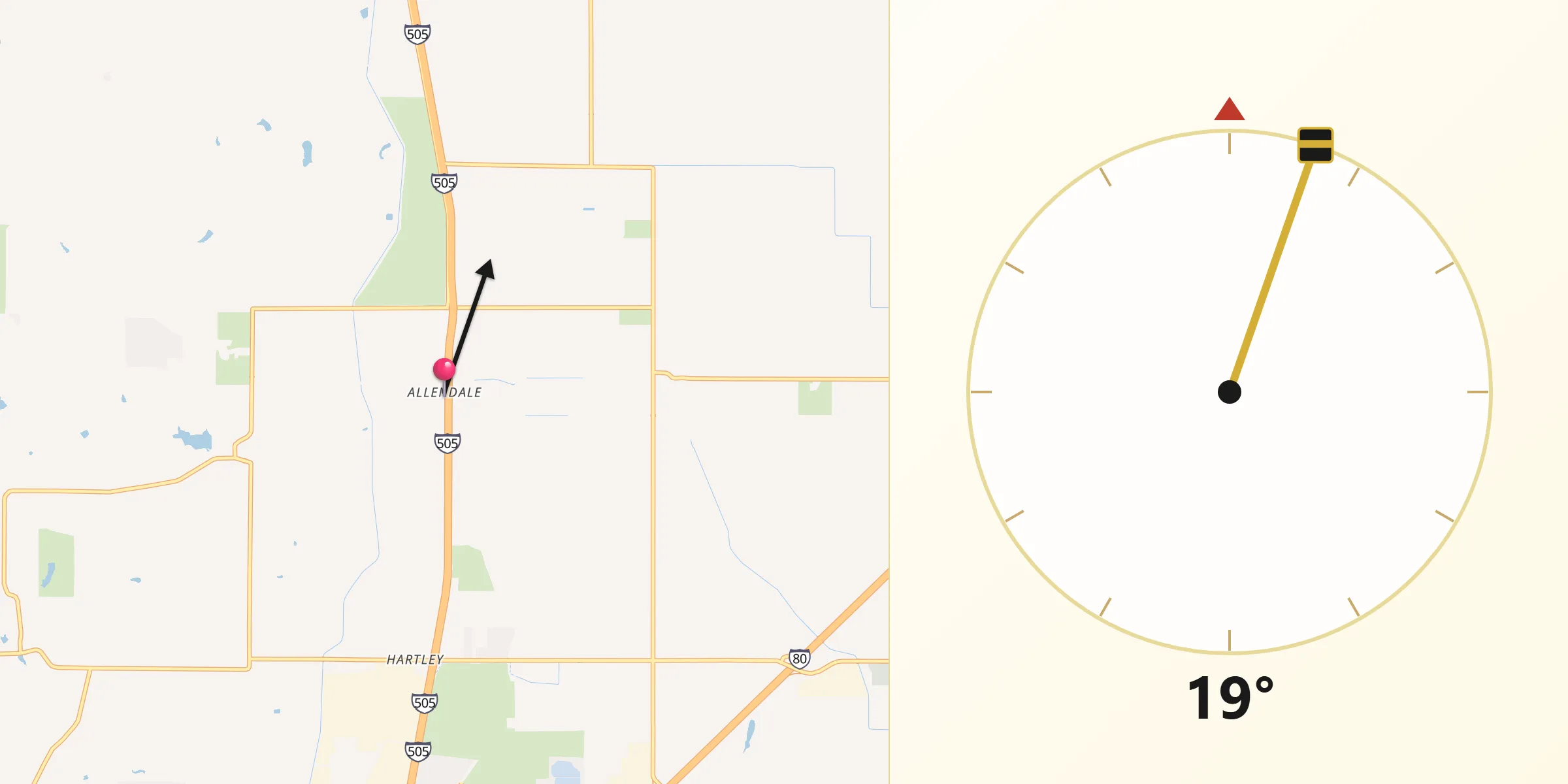 Qibla Direction from Allendale