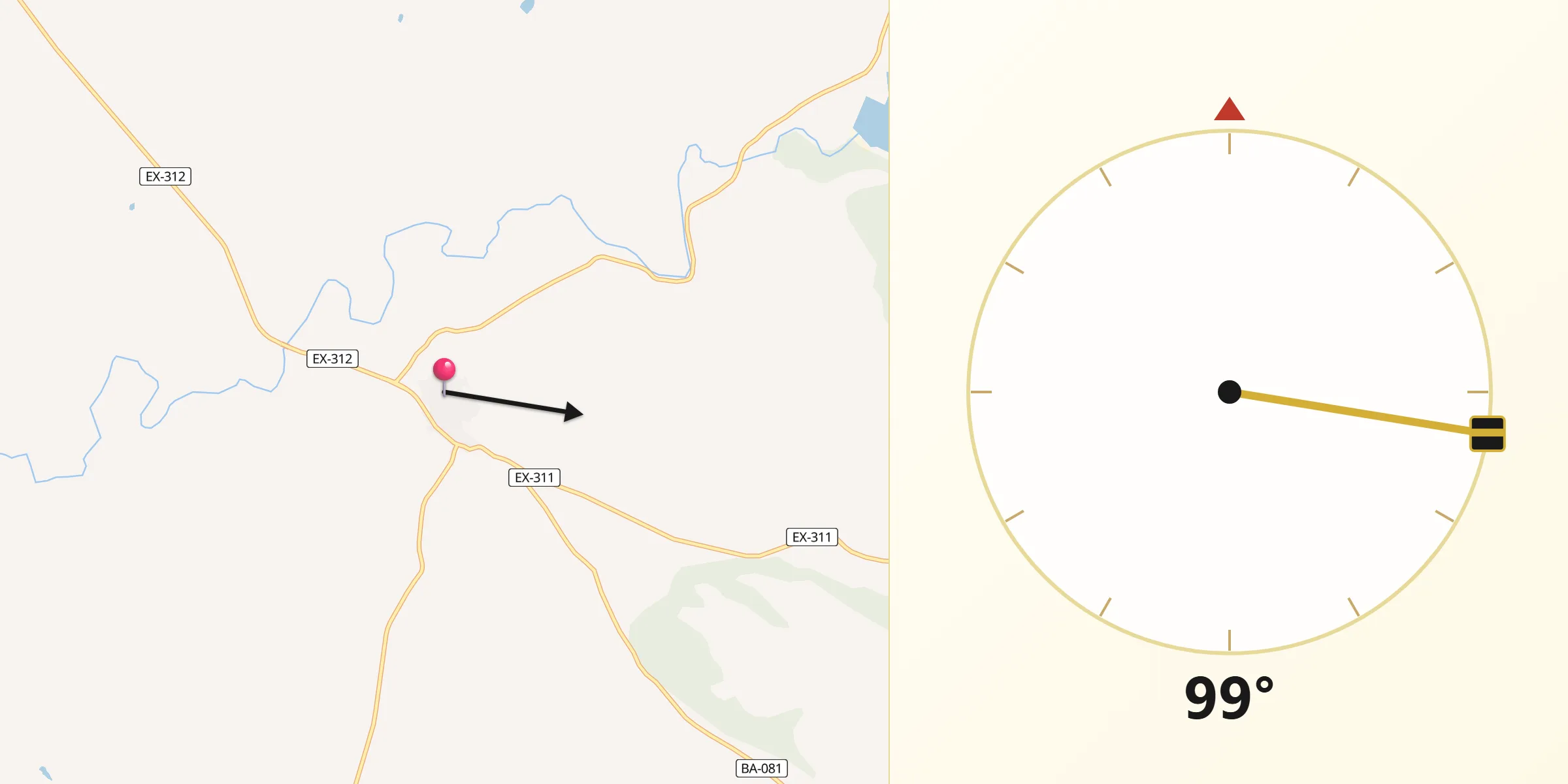 Dirección de la Qibla desde Higuera de Vargas