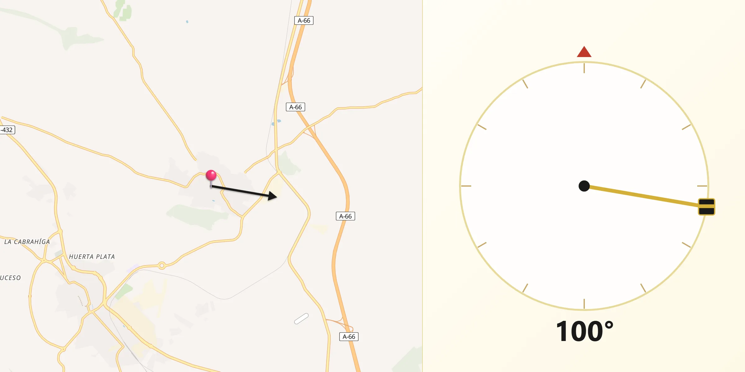 Dirección de la Qibla desde Santos de Maimona Los