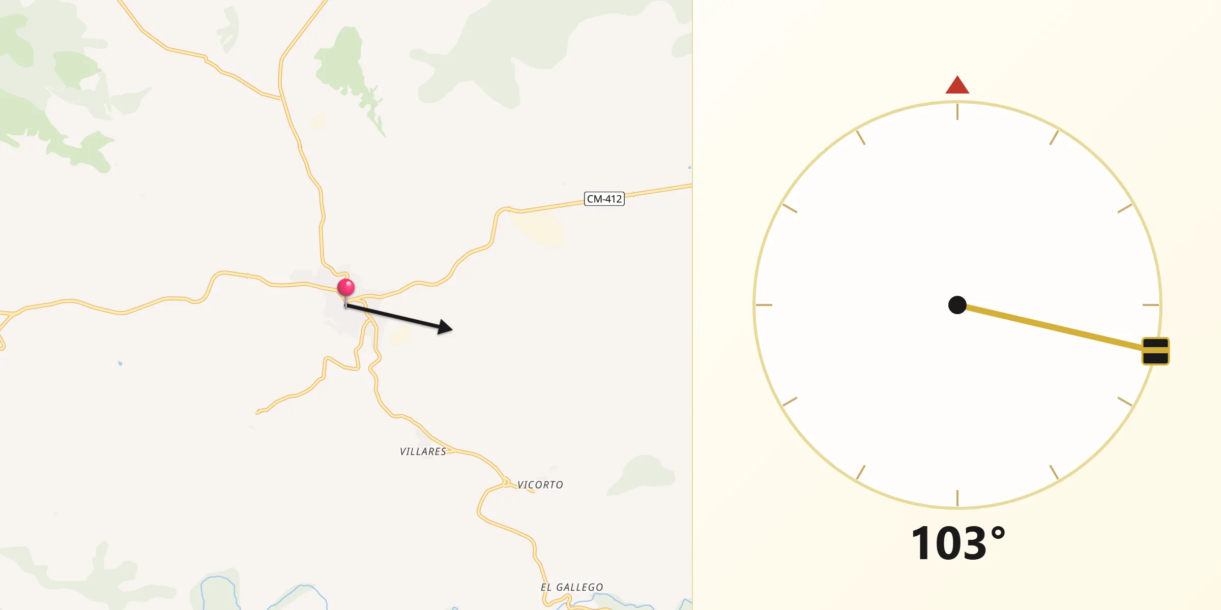 Dirección de la Qibla desde Elche de la Sierra
