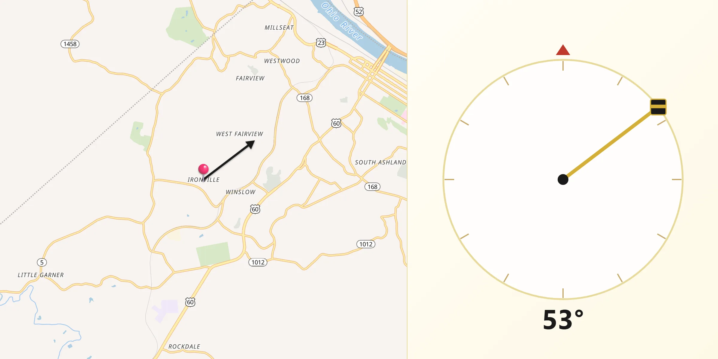Qibla Direction from Ironville