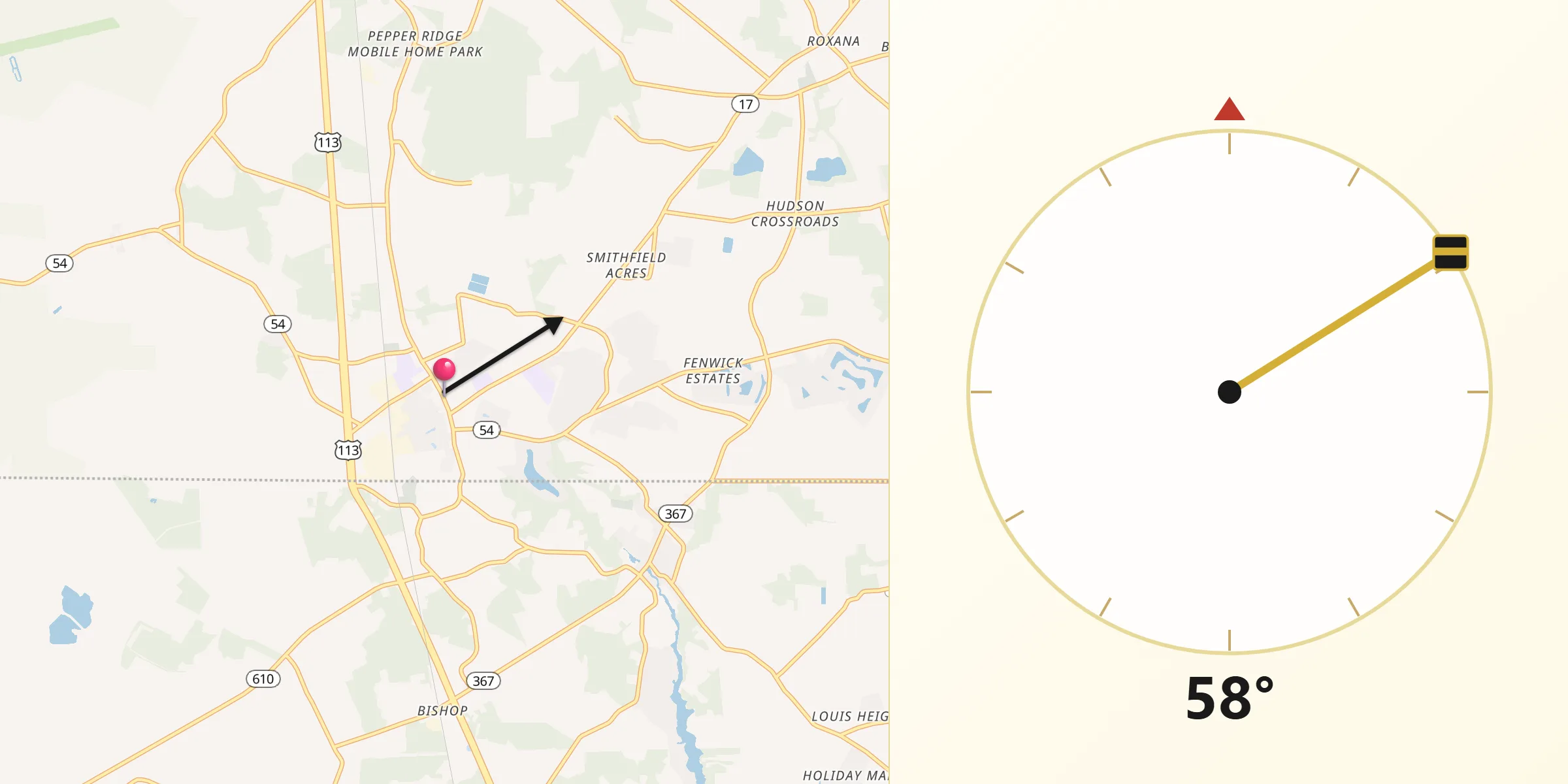 Qibla Direction from Selbyville