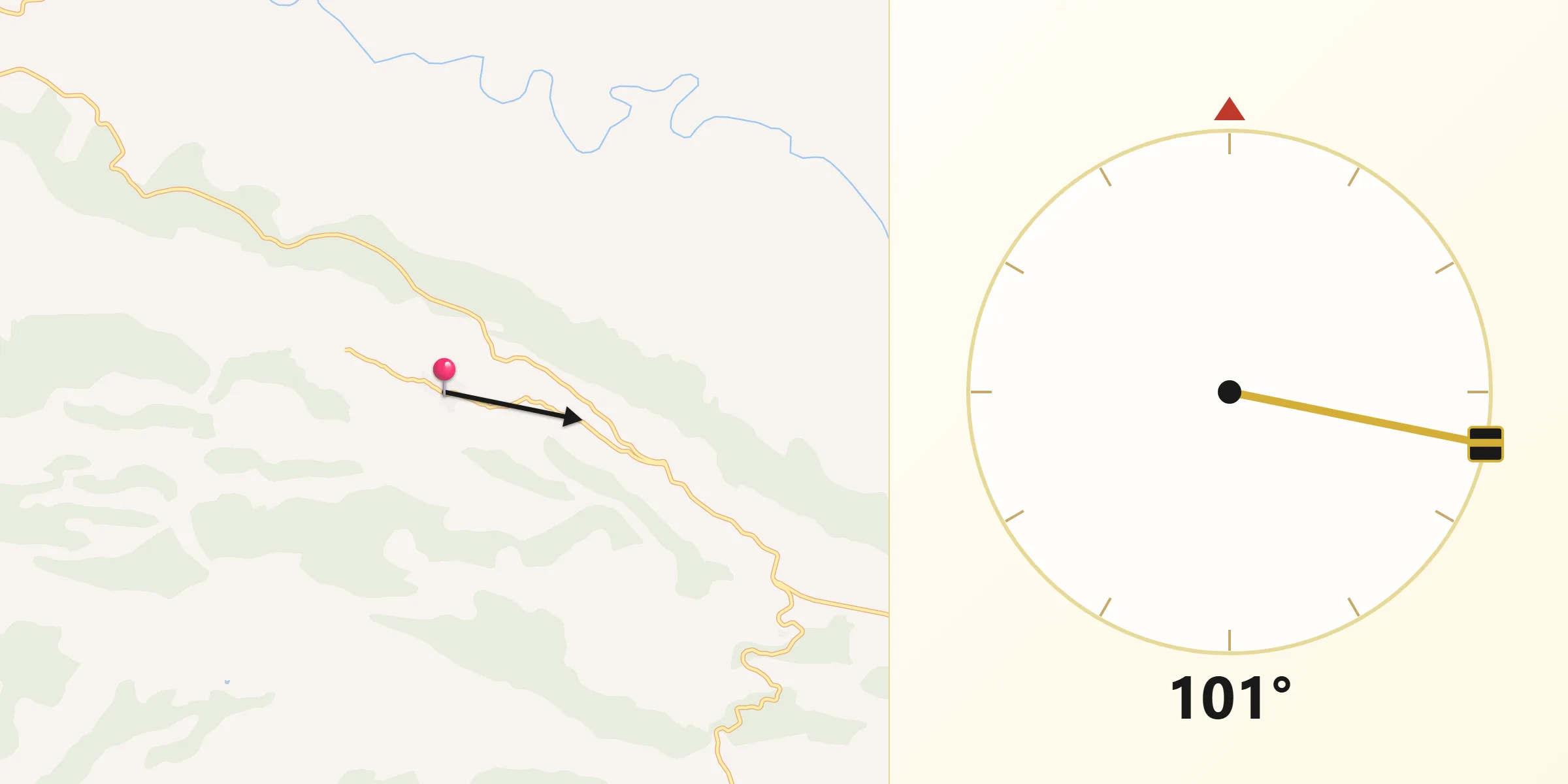 Dirección de la Qibla desde Solana del Pino