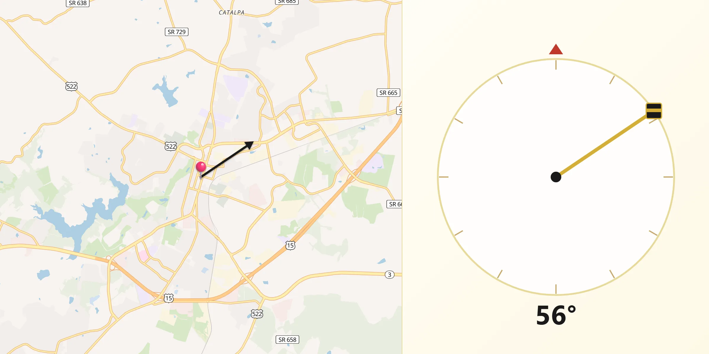 Qibla Direction from Culpeper