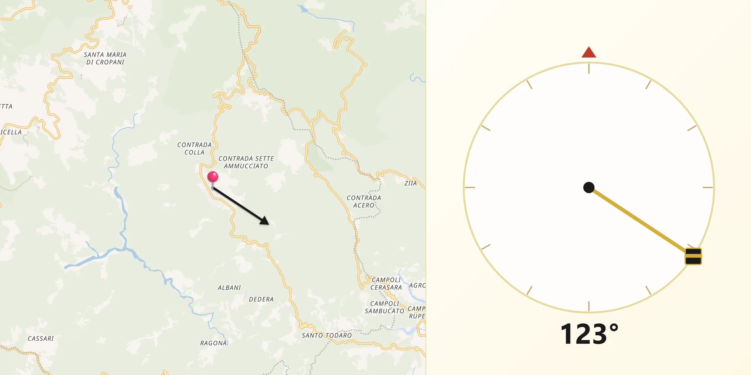 Direzione della Qibla da Nardodipace