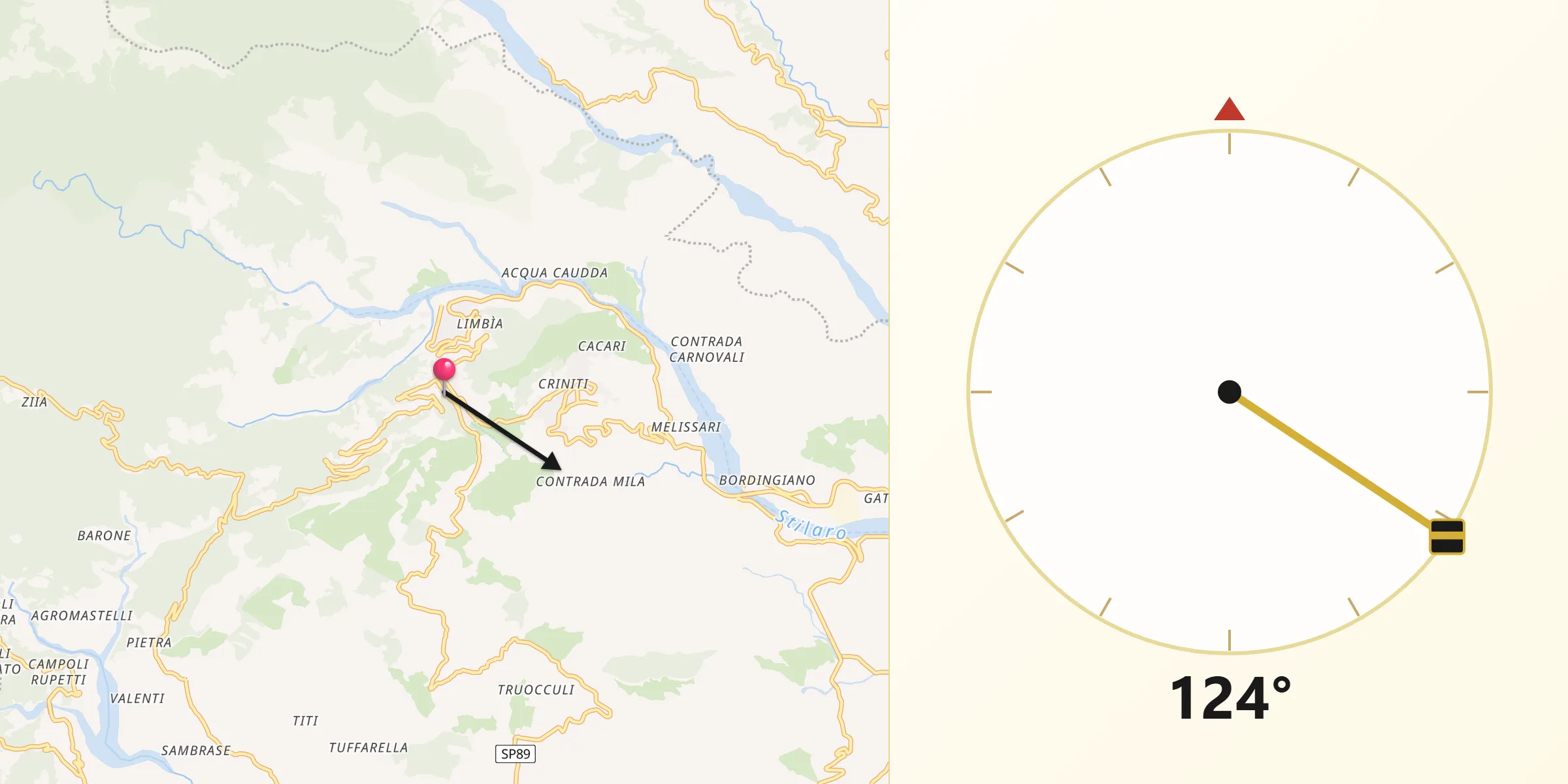 Direzione della Qibla da Pazzano