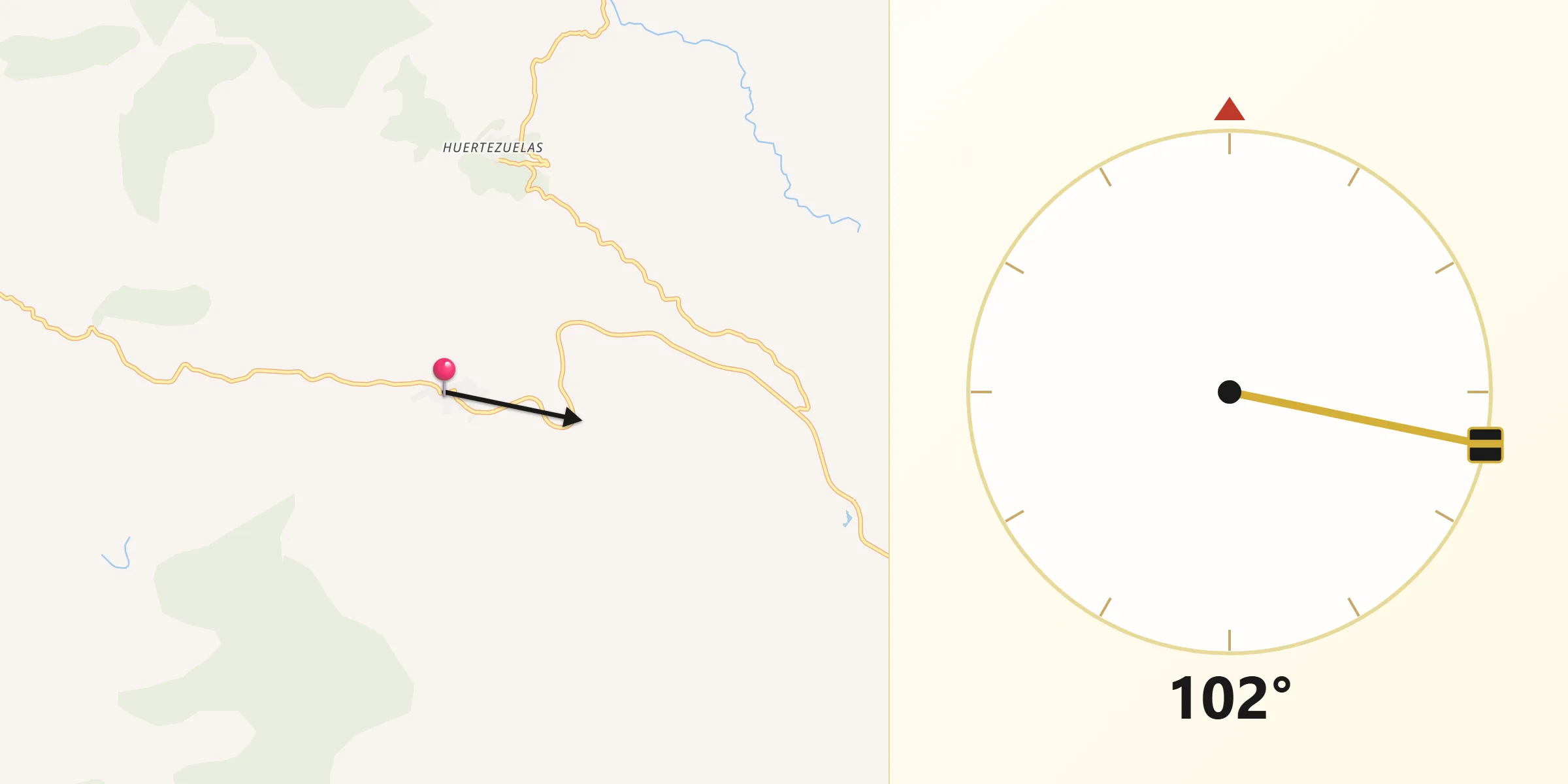 Dirección de la Qibla desde San Lorenzo de Calatrava