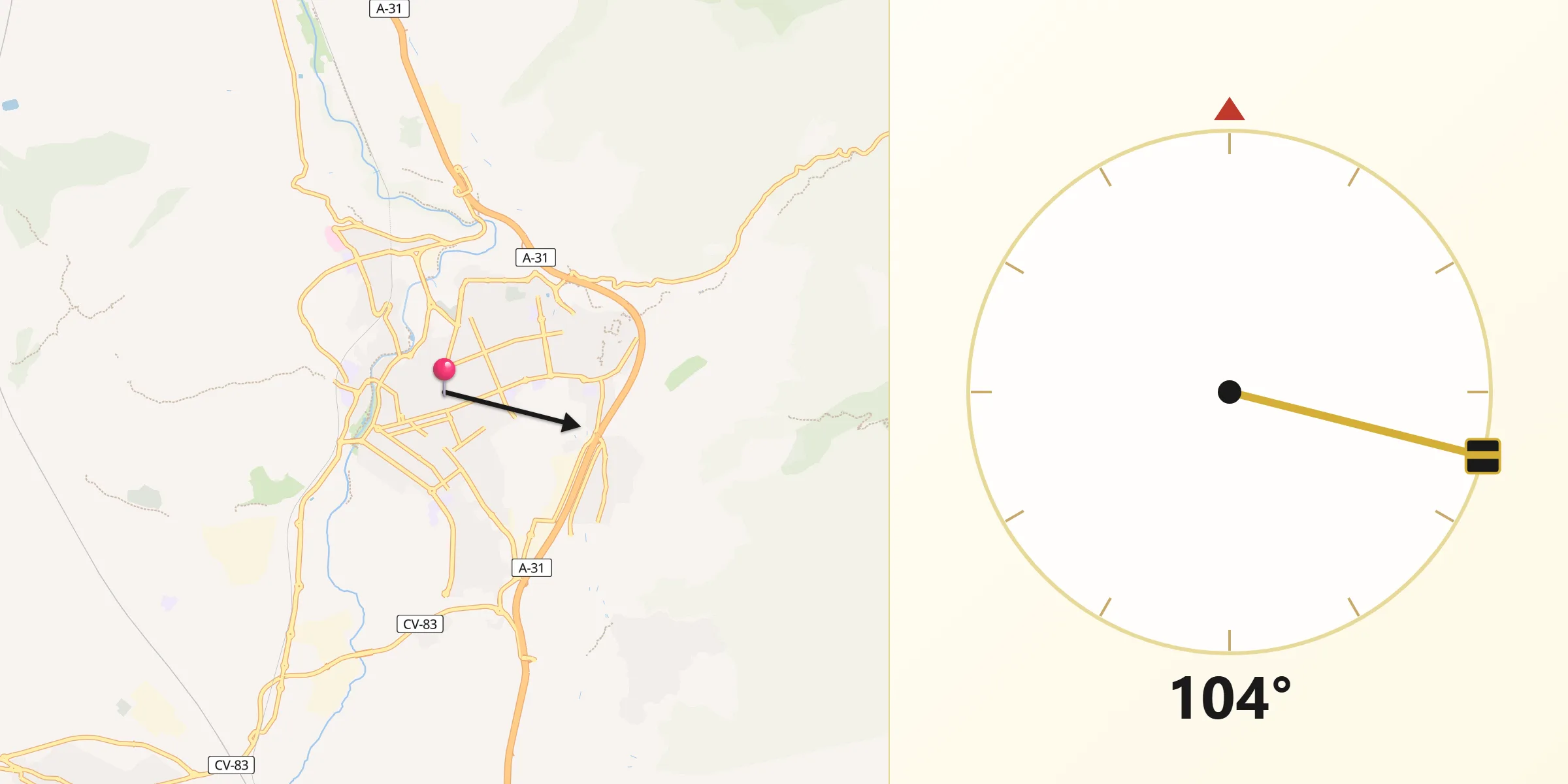 Dirección de la Qibla desde Elda