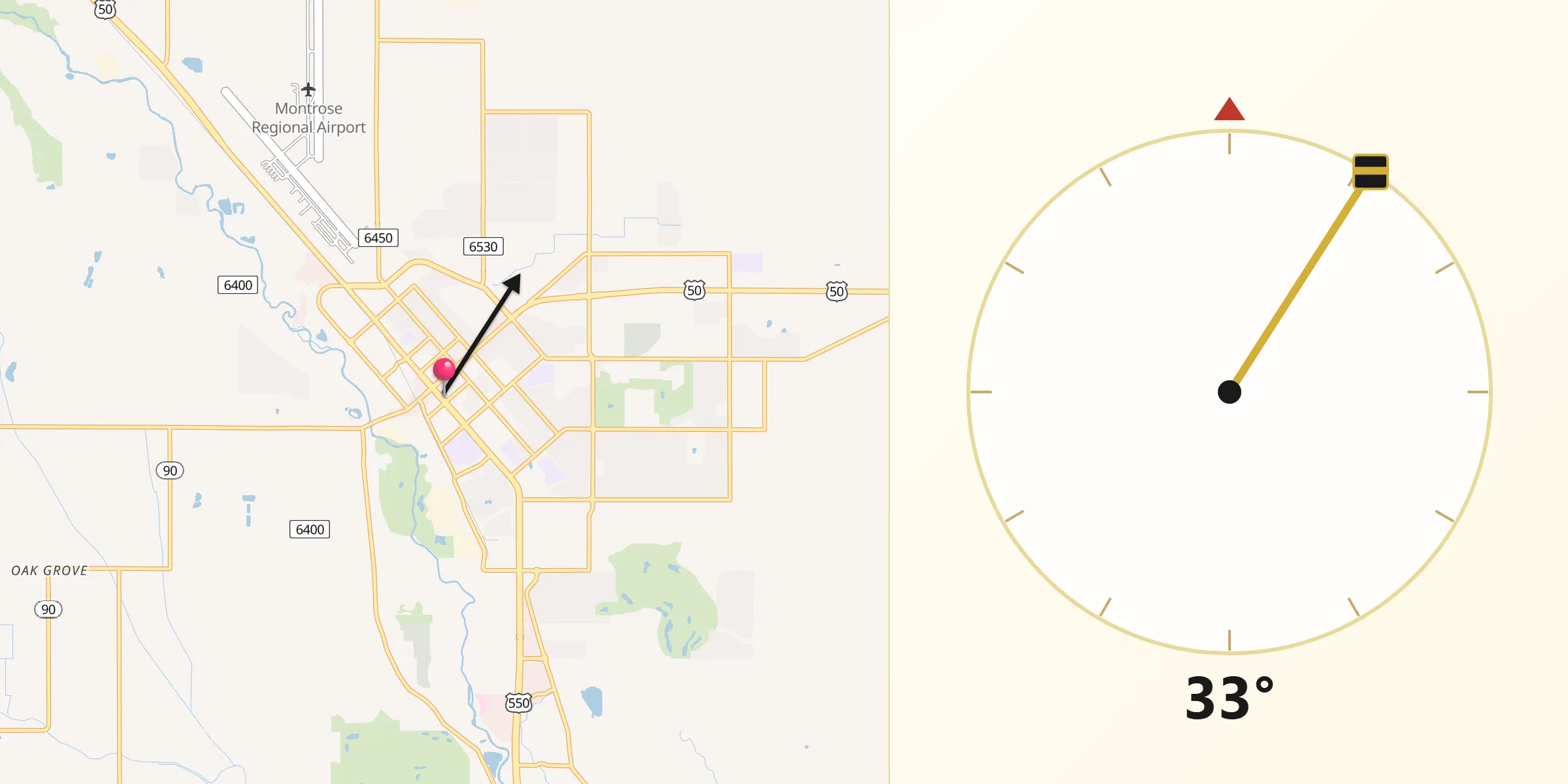 Qibla Direction from Montrose