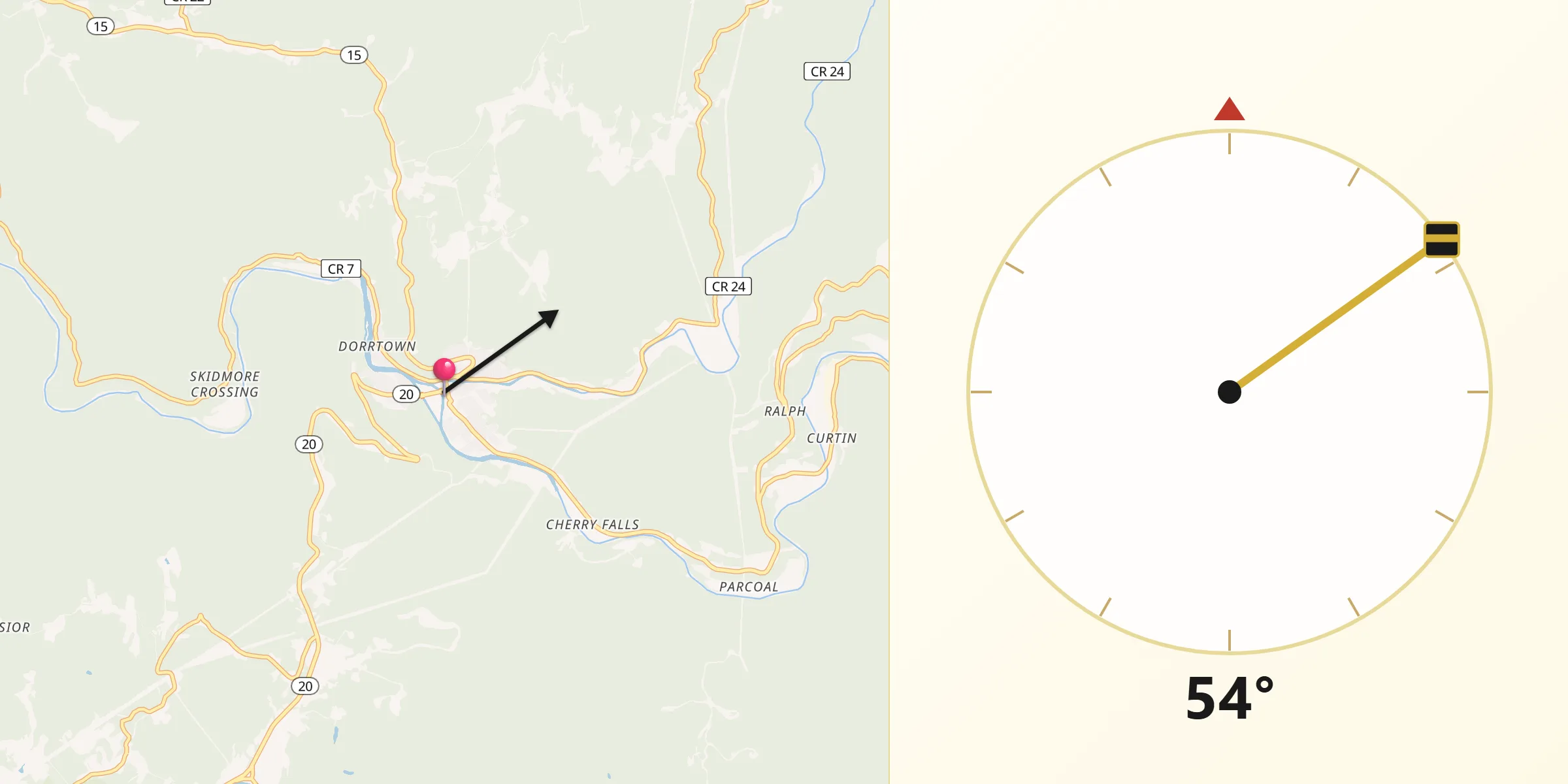 Qibla Direction from Webster Springs