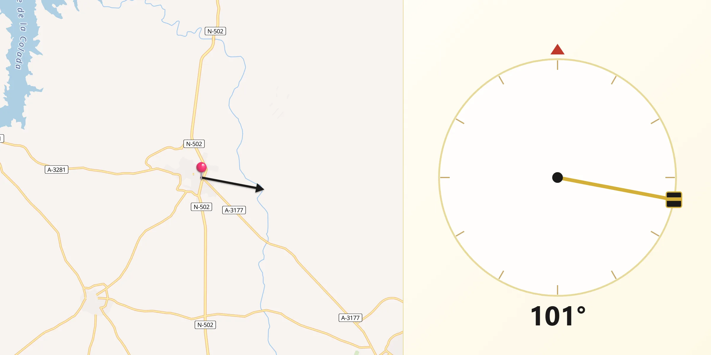 Dirección de la Qibla desde El Viso