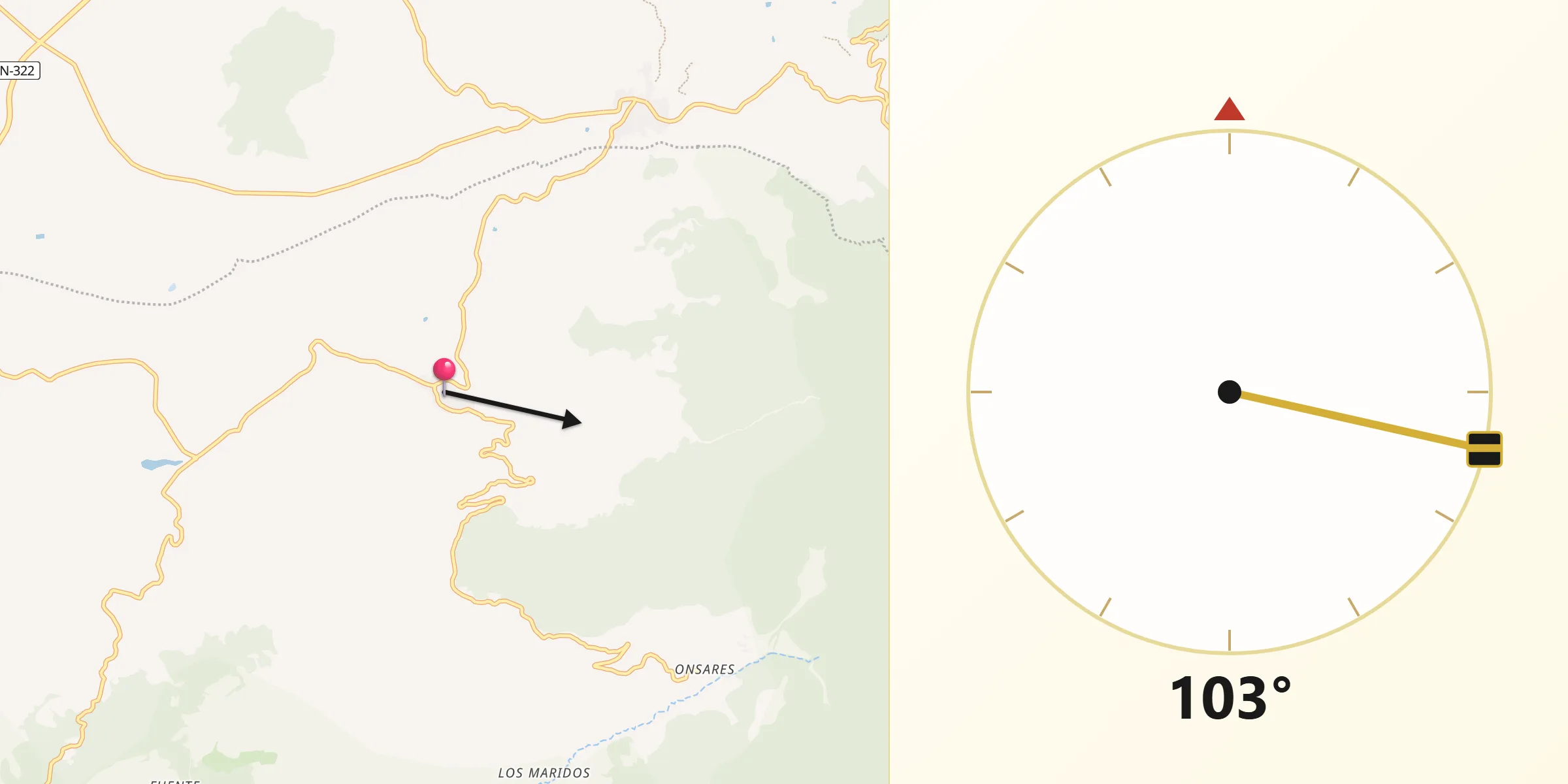 Dirección de la Qibla desde Villarrodrigo
