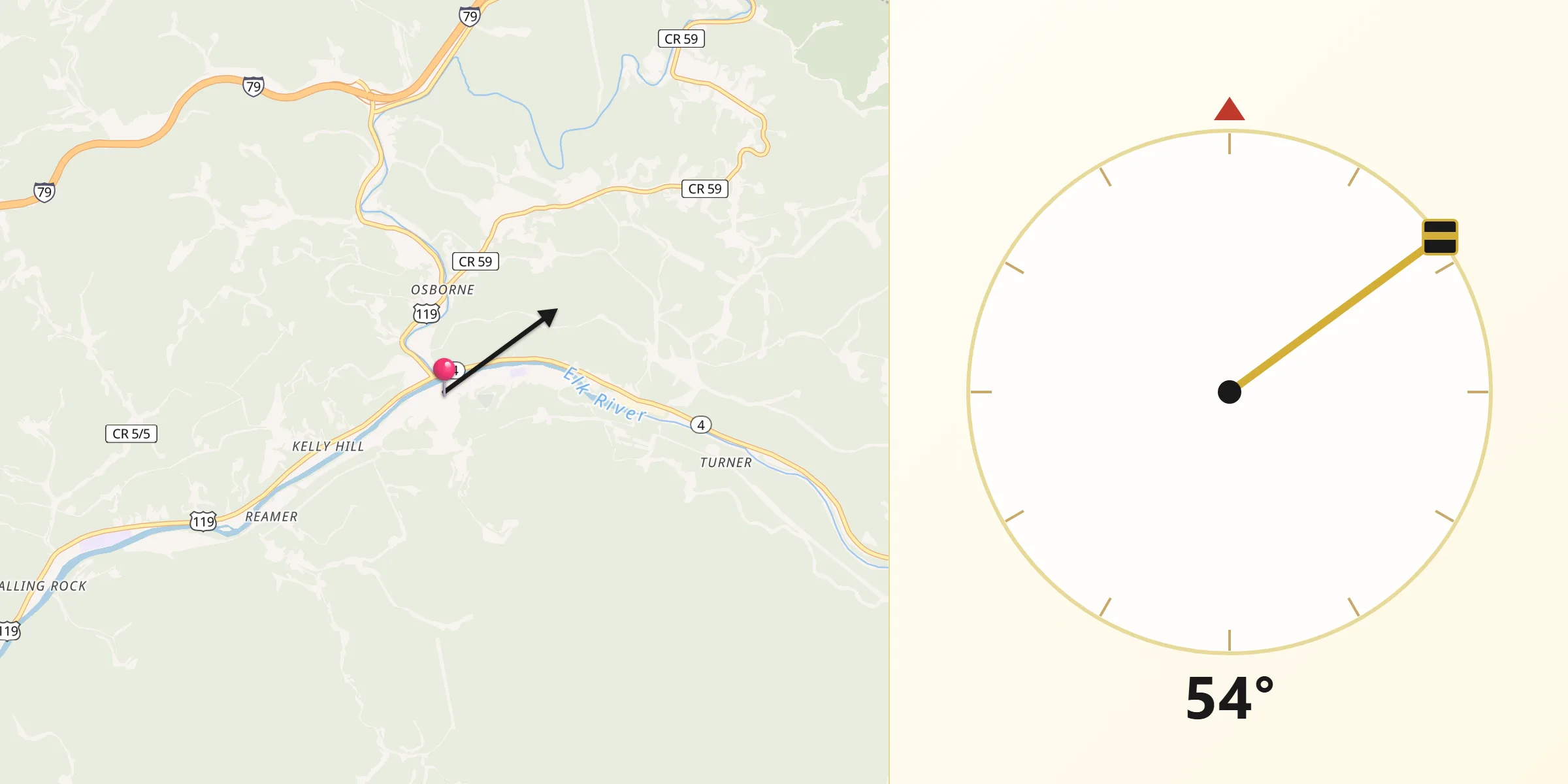 Qibla Direction from Clendenin
