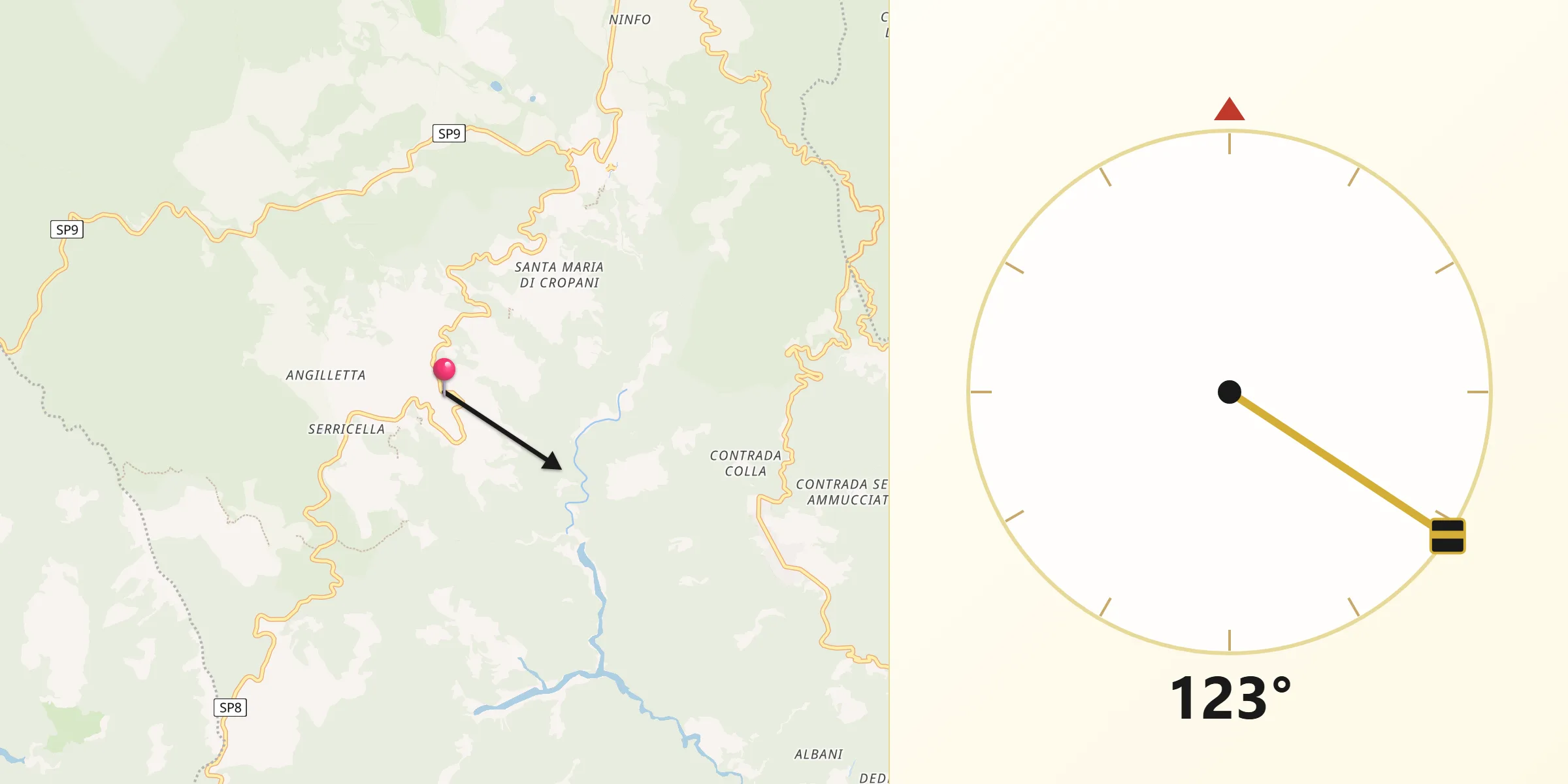 Direzione della Qibla da Fabrizia