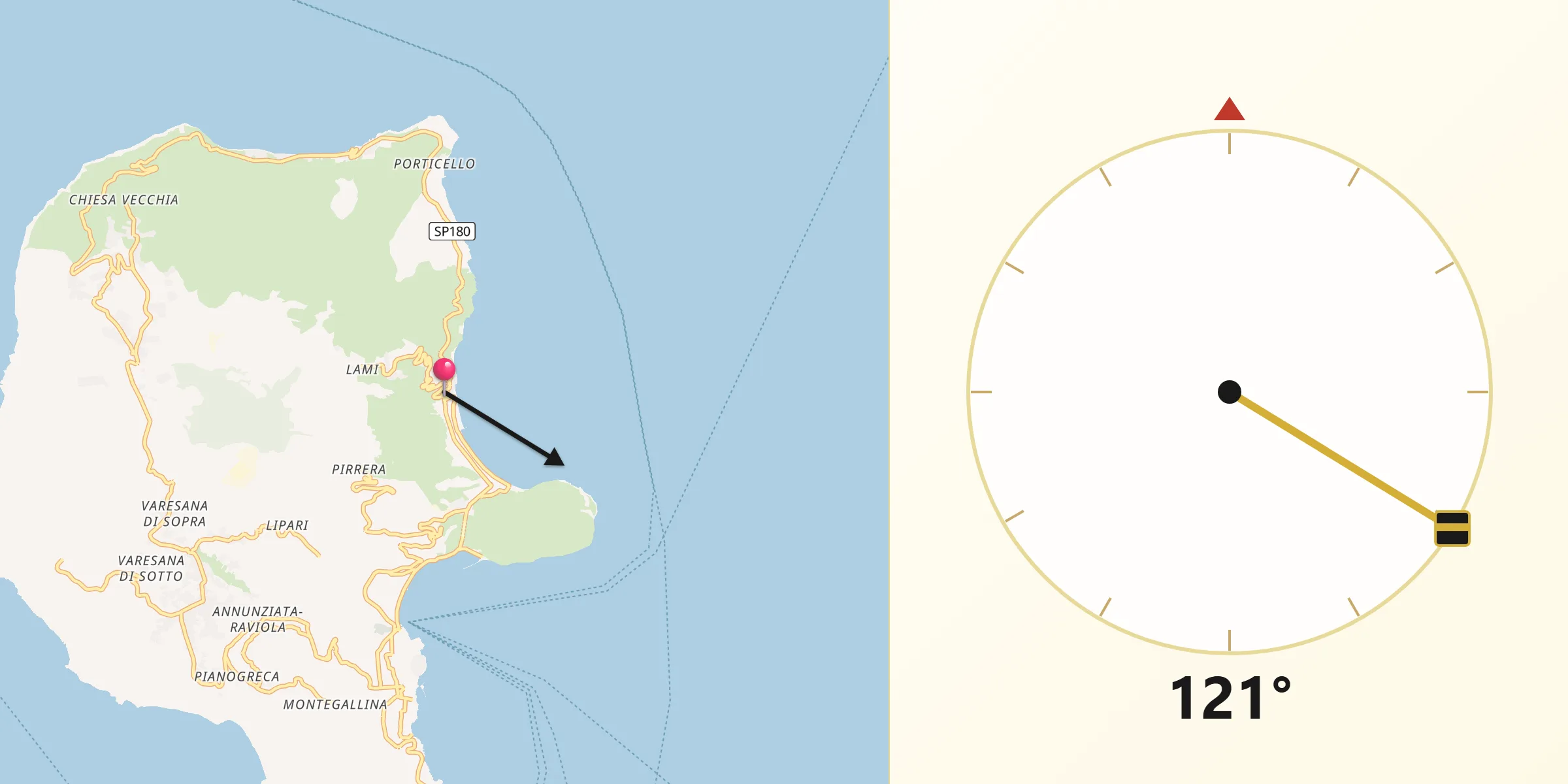 Direzione della Qibla da Canneto