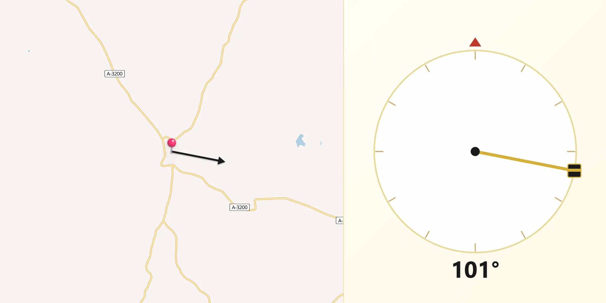 Dirección de la Qibla desde El Guijo