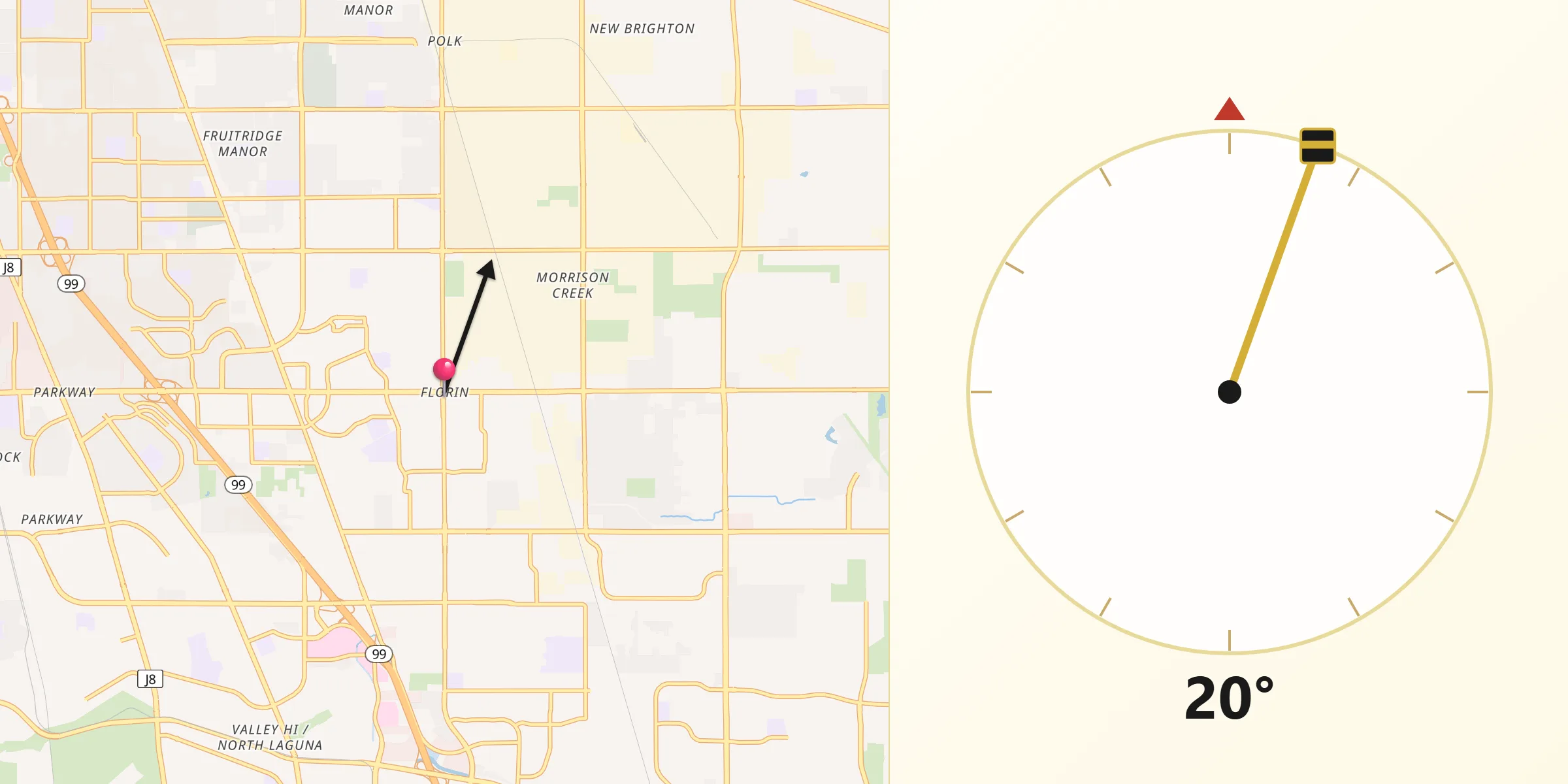 Qibla Direction from Florin