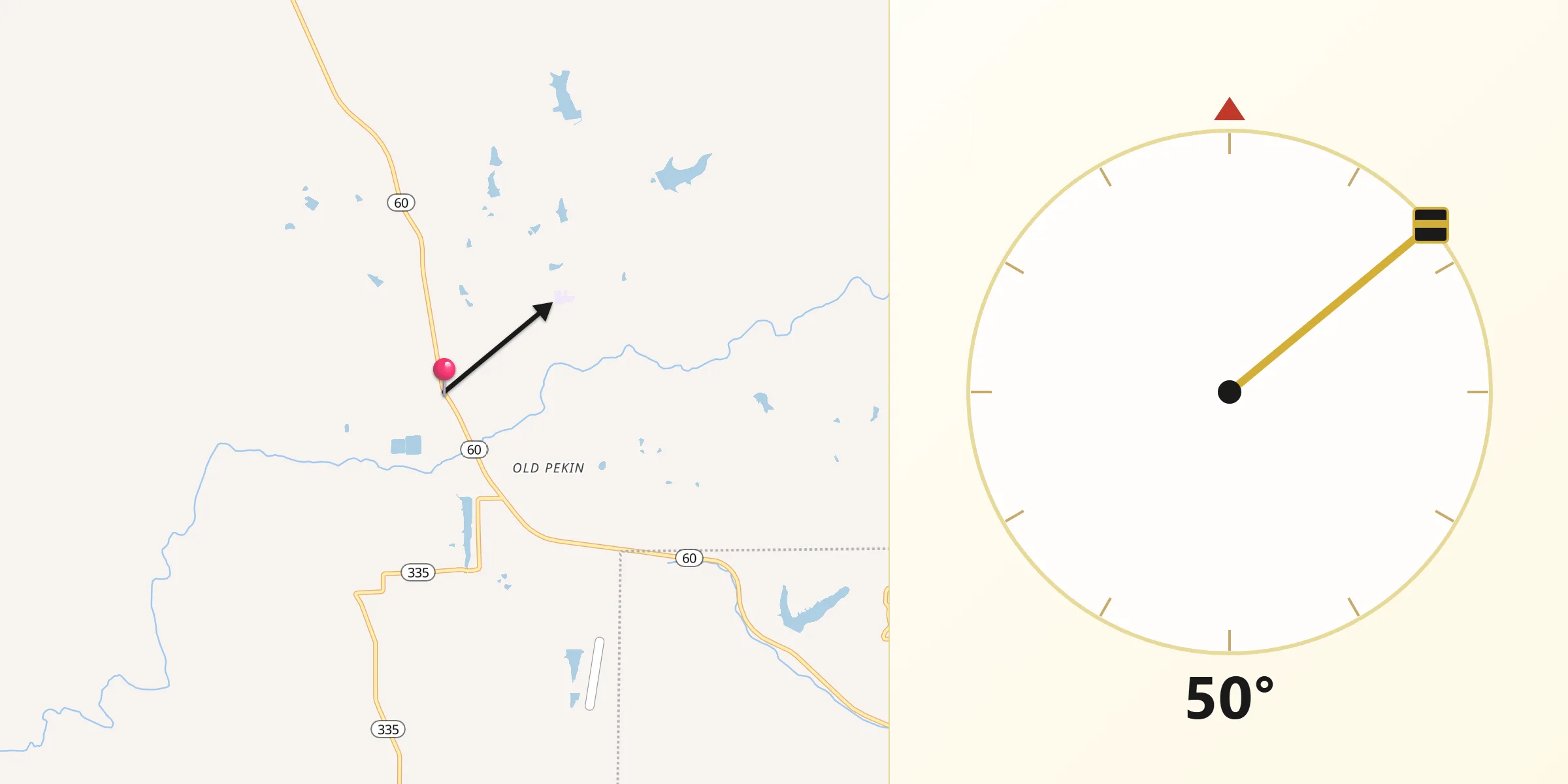 Qibla Direction from New Pekin