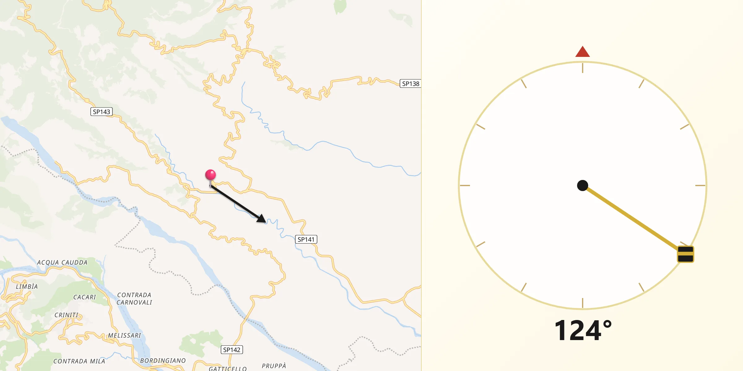 Direzione della Qibla da Guardavalle