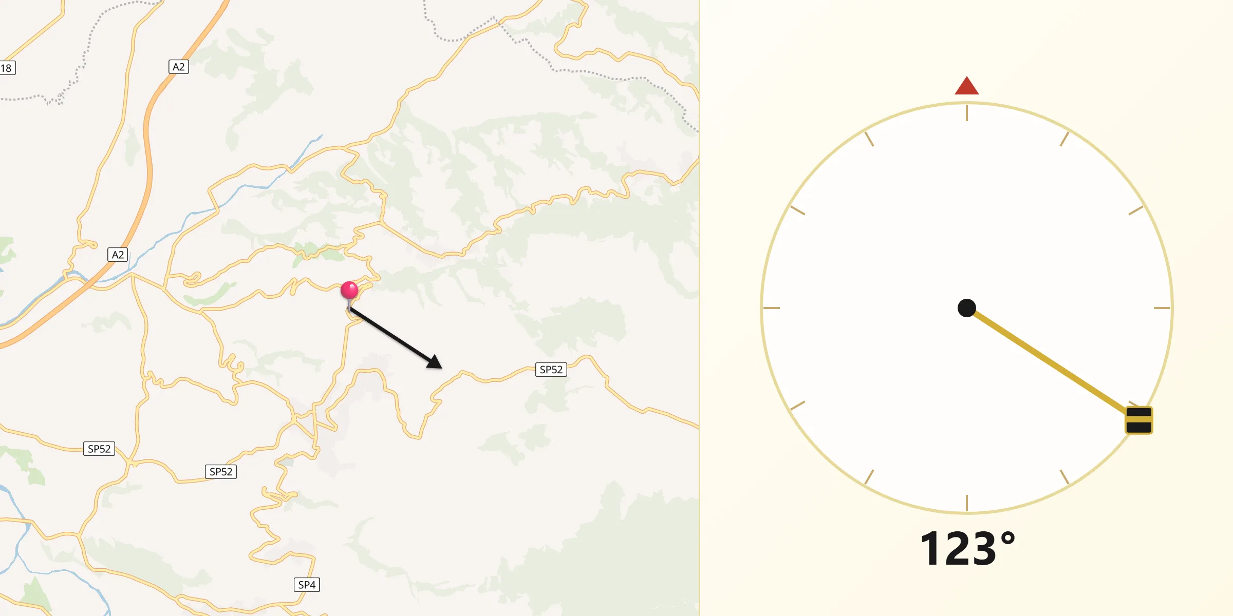 Direzione della Qibla da Candidoni