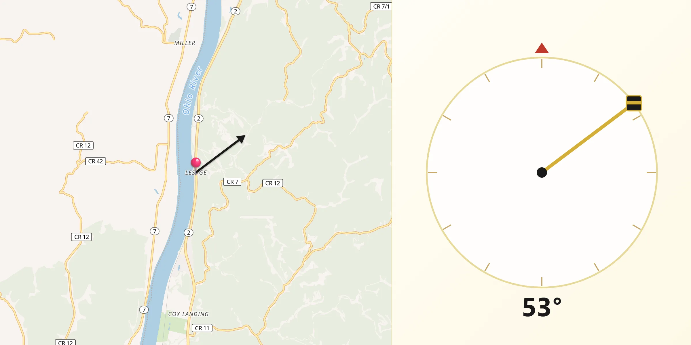 Qibla Direction from Lesage