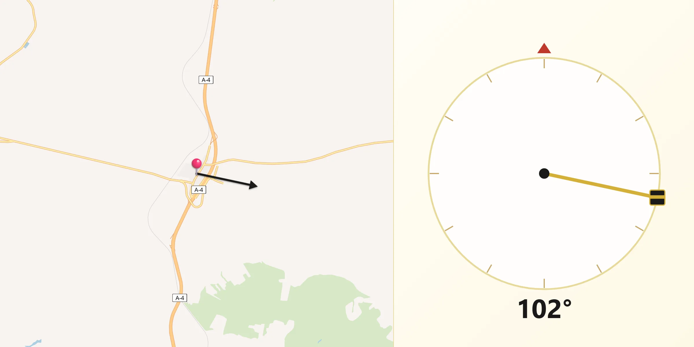 Dirección de la Qibla desde Almuradiel